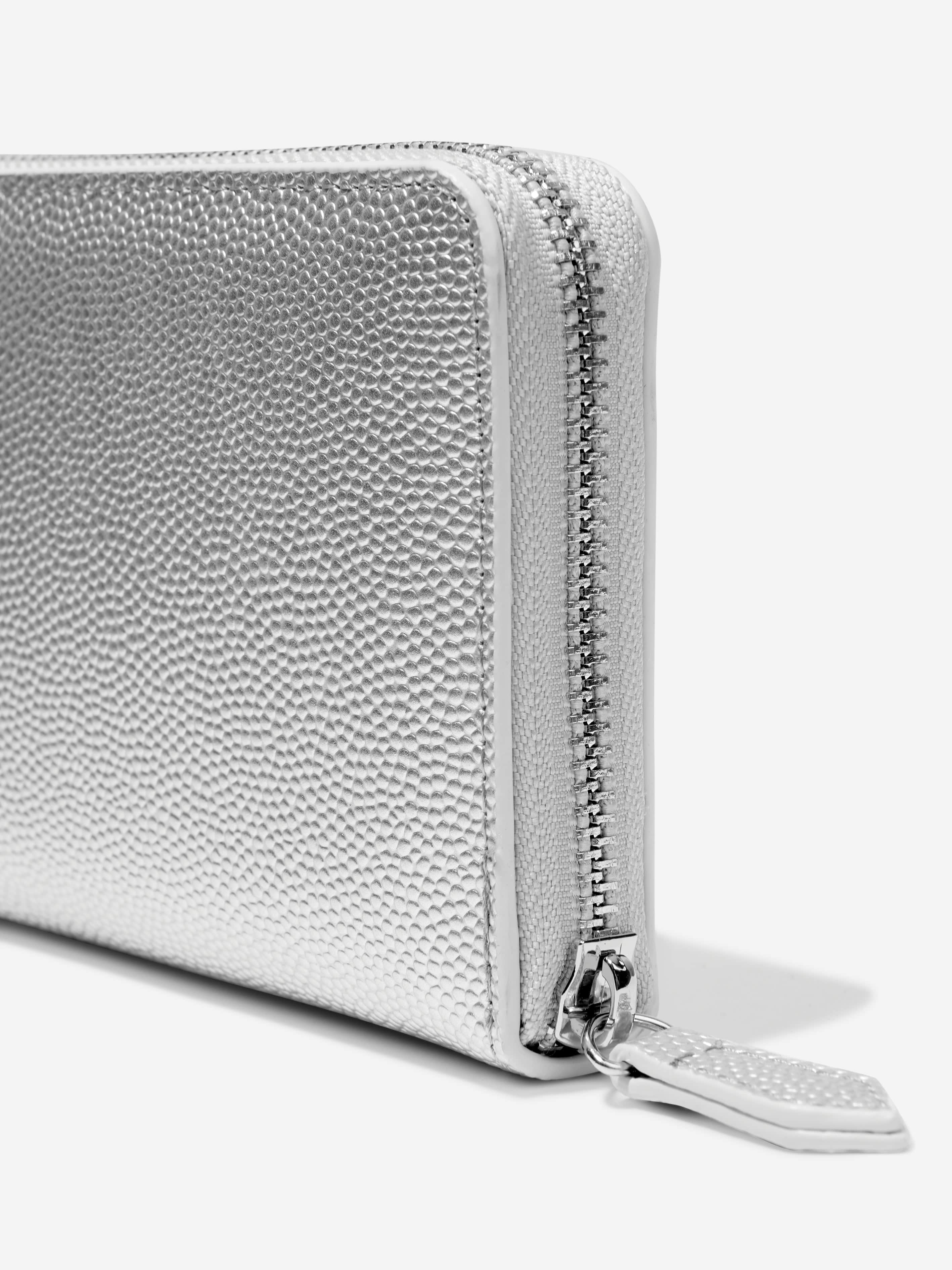 Valentino Girls Divina Zip Around Wallet in Silver