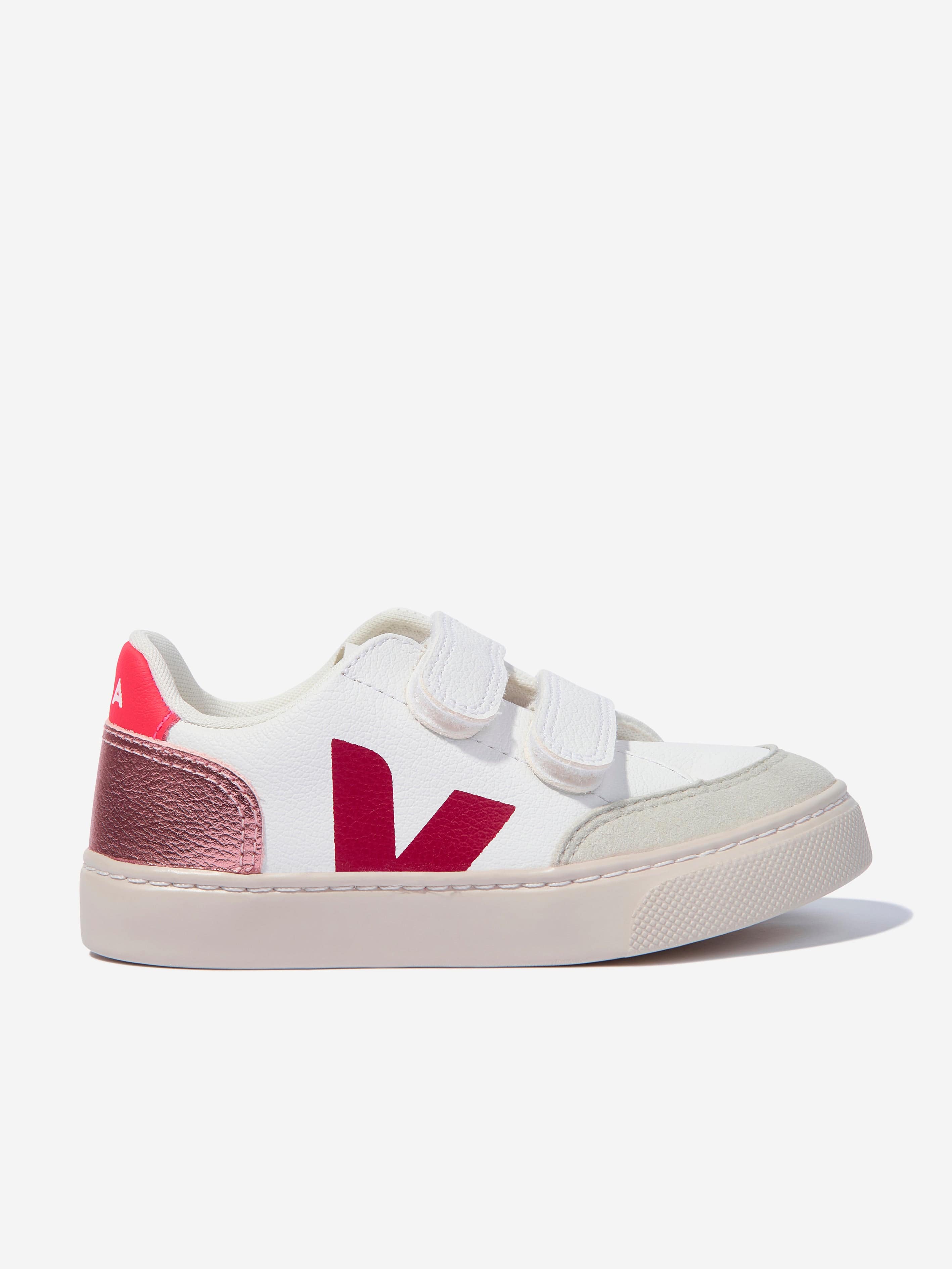 Veja Girls ChromeFree Leather V-12 Trainers in White