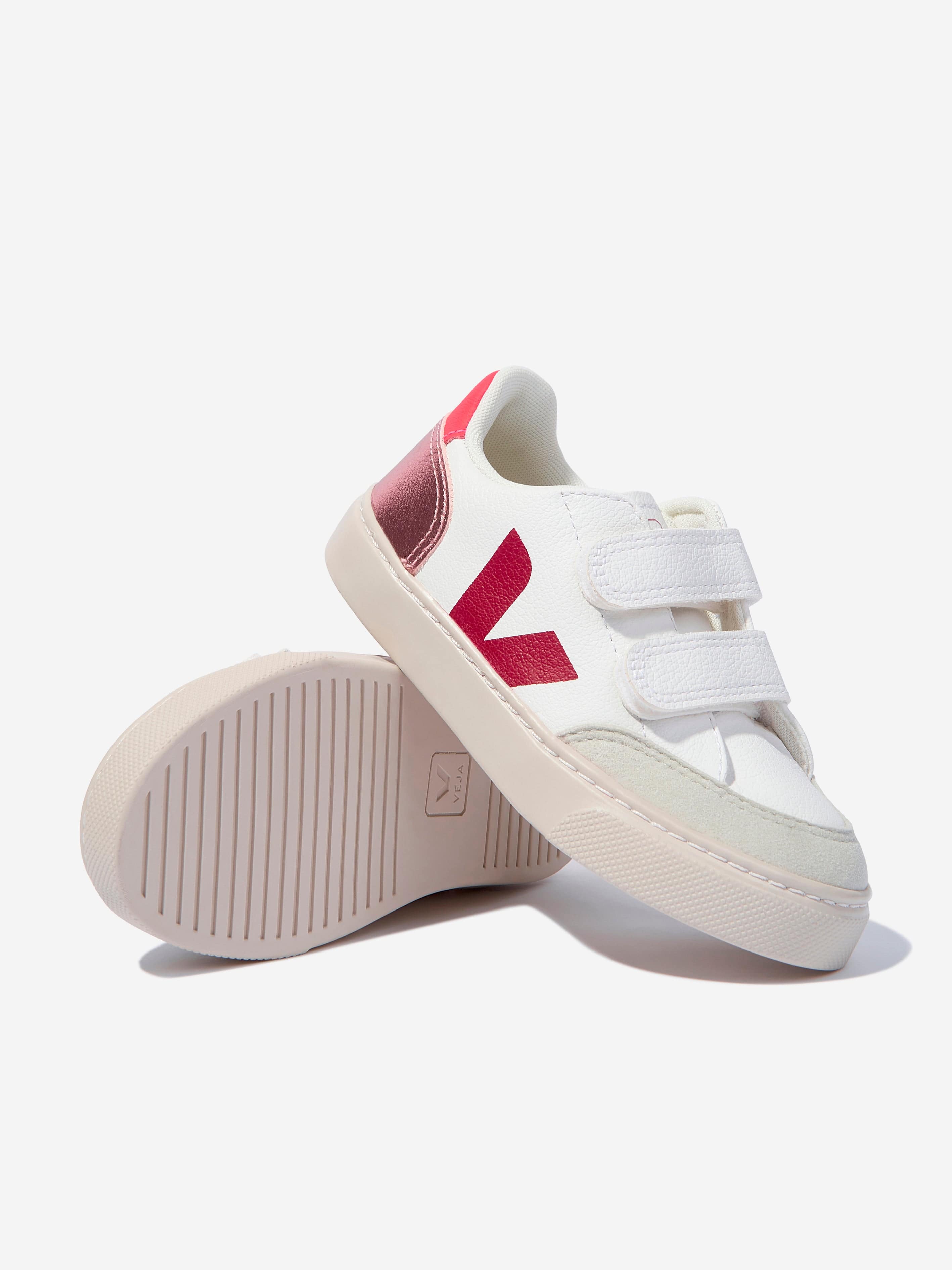 Veja Girls ChromeFree Leather V-12 Trainers in White