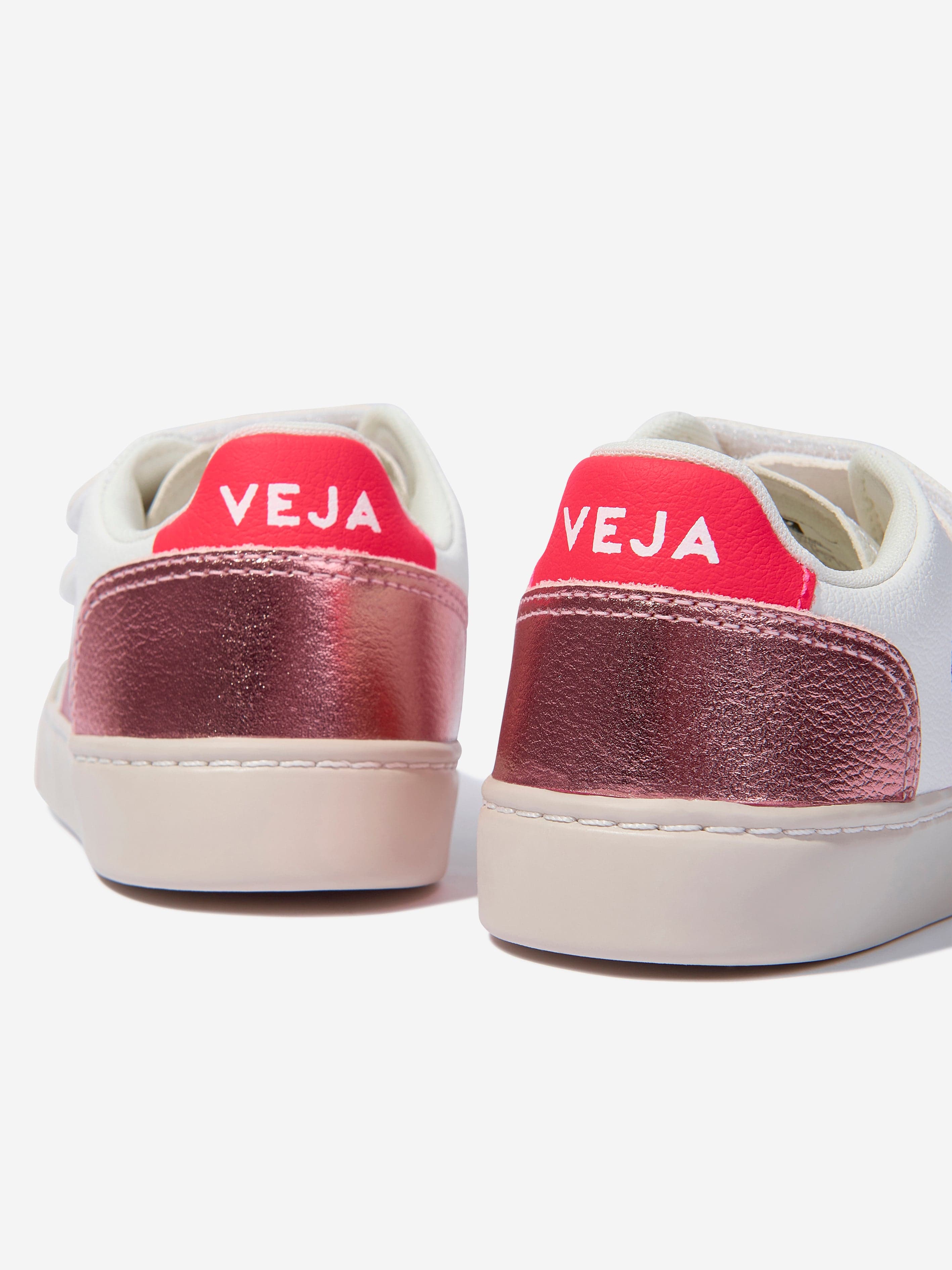 Veja Girls ChromeFree Leather V-12 Trainers in White