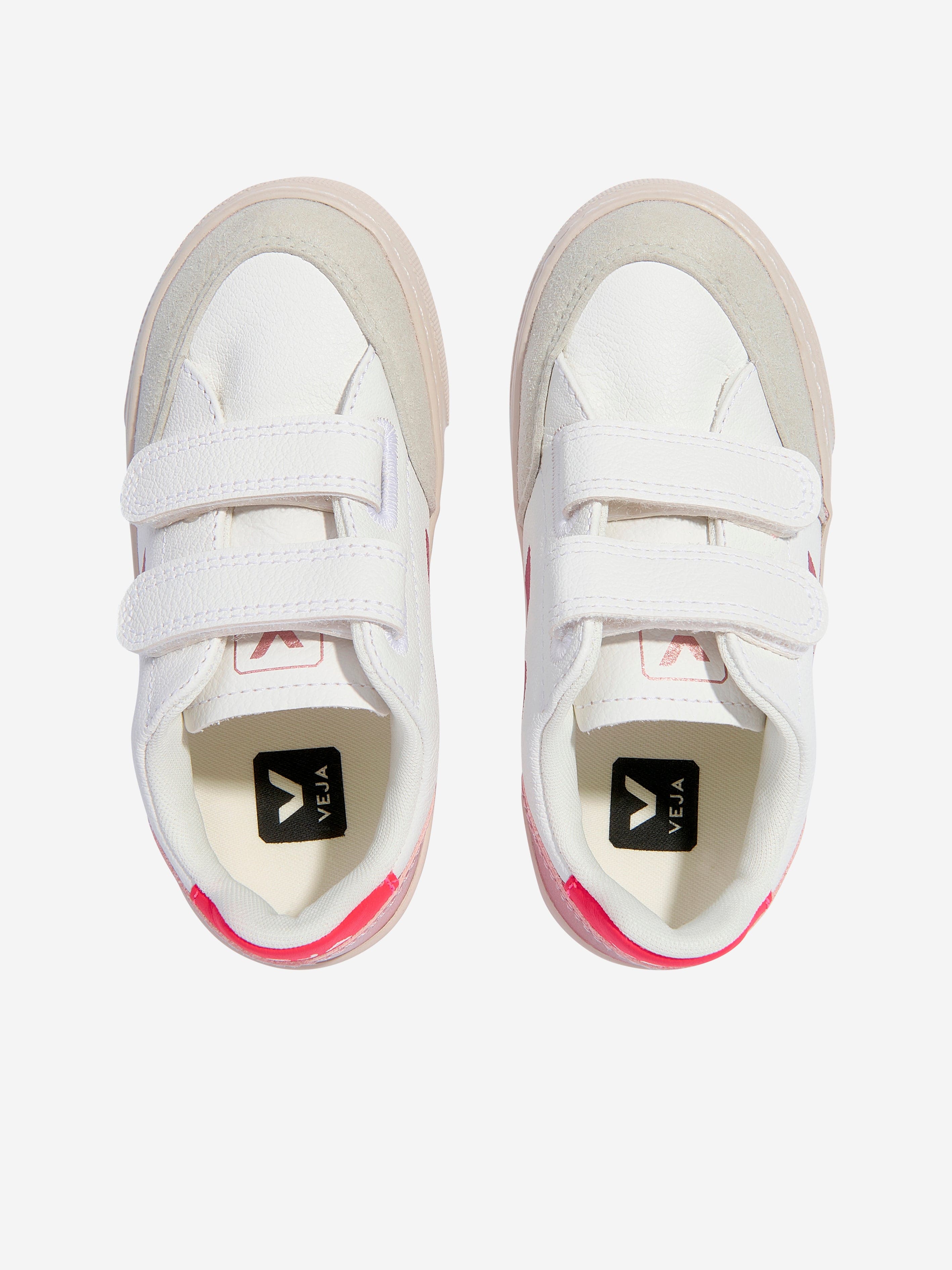 Veja Girls ChromeFree Leather V-12 Trainers in White