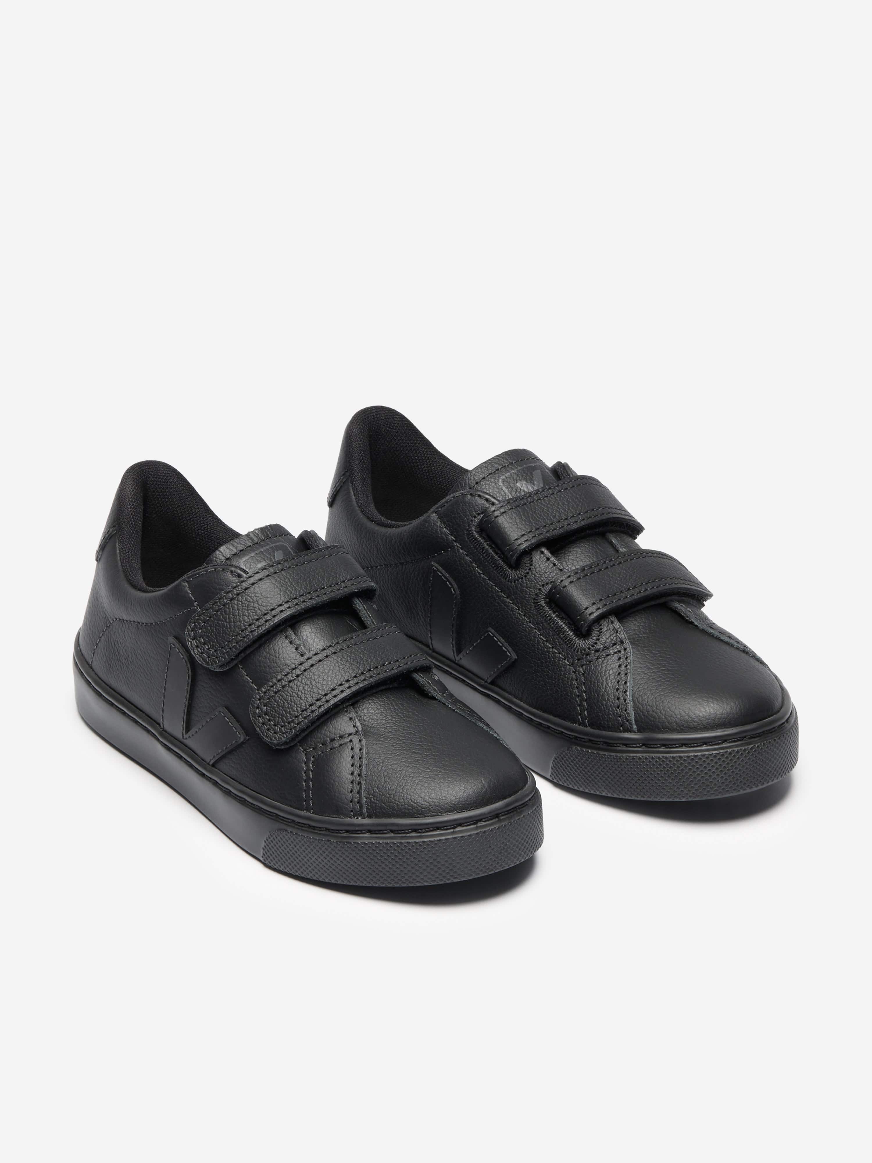 Veja Kids Leather Small Esplar Trainers in Black