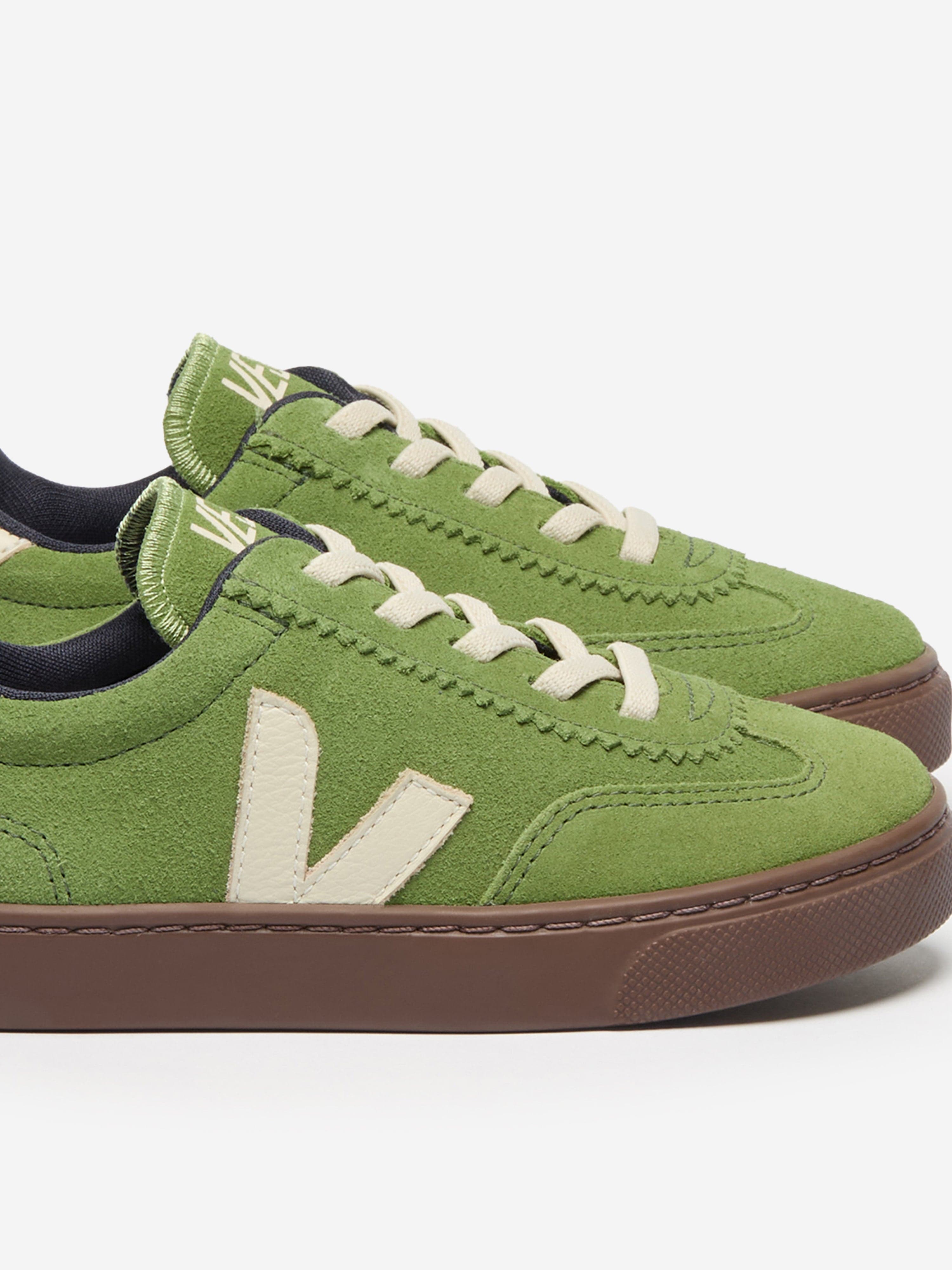 Veja Kids Suede Small Volley Trainers in Green