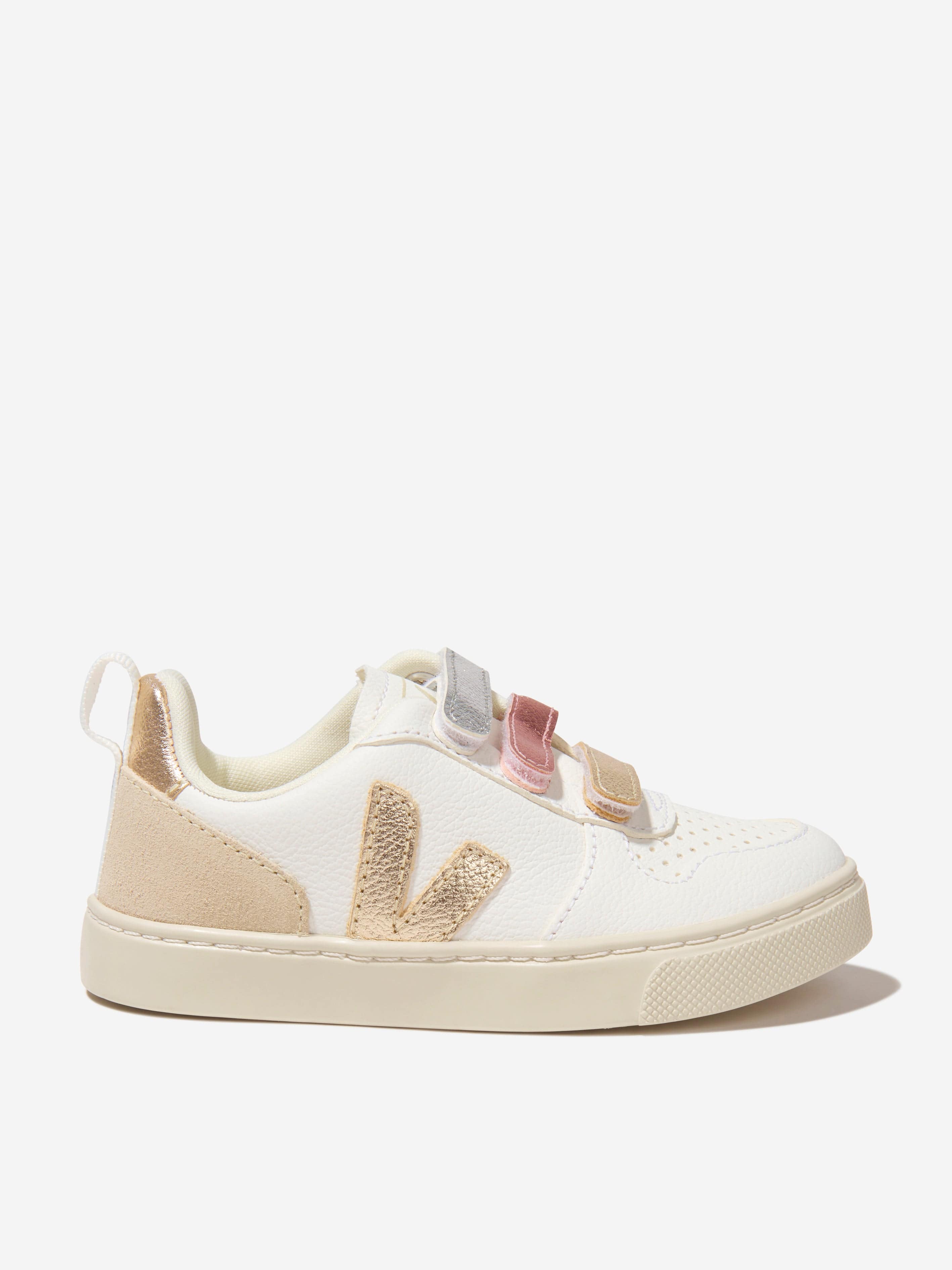 Veja Girls ChromeFree Leather V-10 Trainers in Multicolour