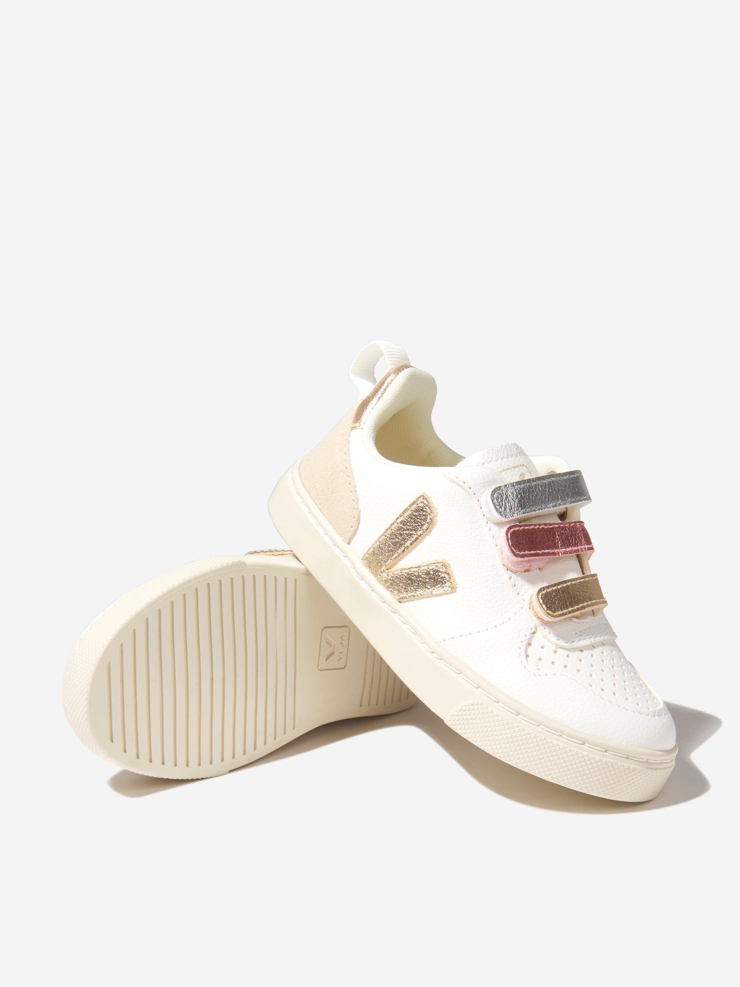 Veja Girls ChromeFree Leather V-10 Trainers in Multicolour