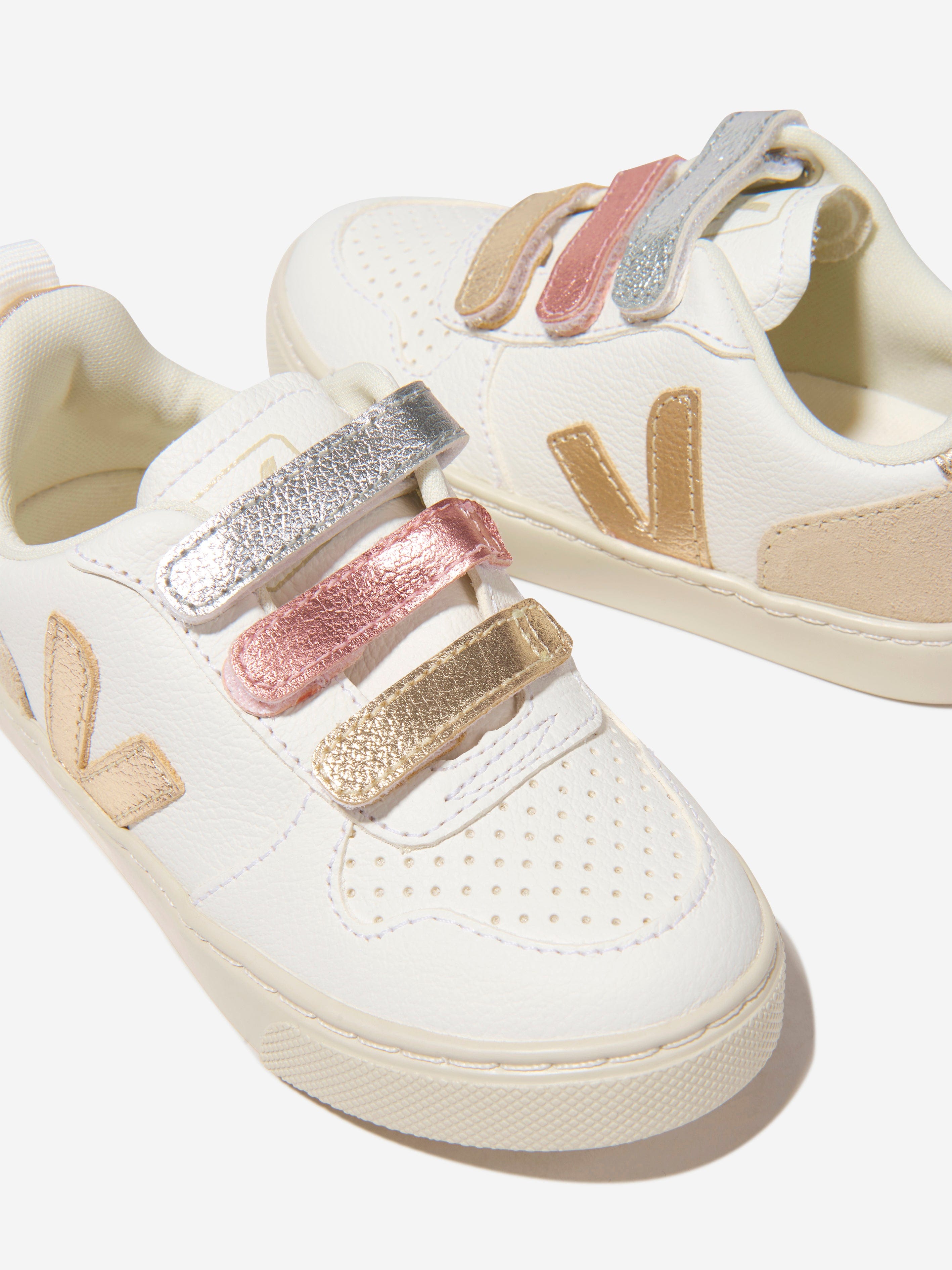 Veja Girls ChromeFree Leather V-10 Trainers in Multicolour