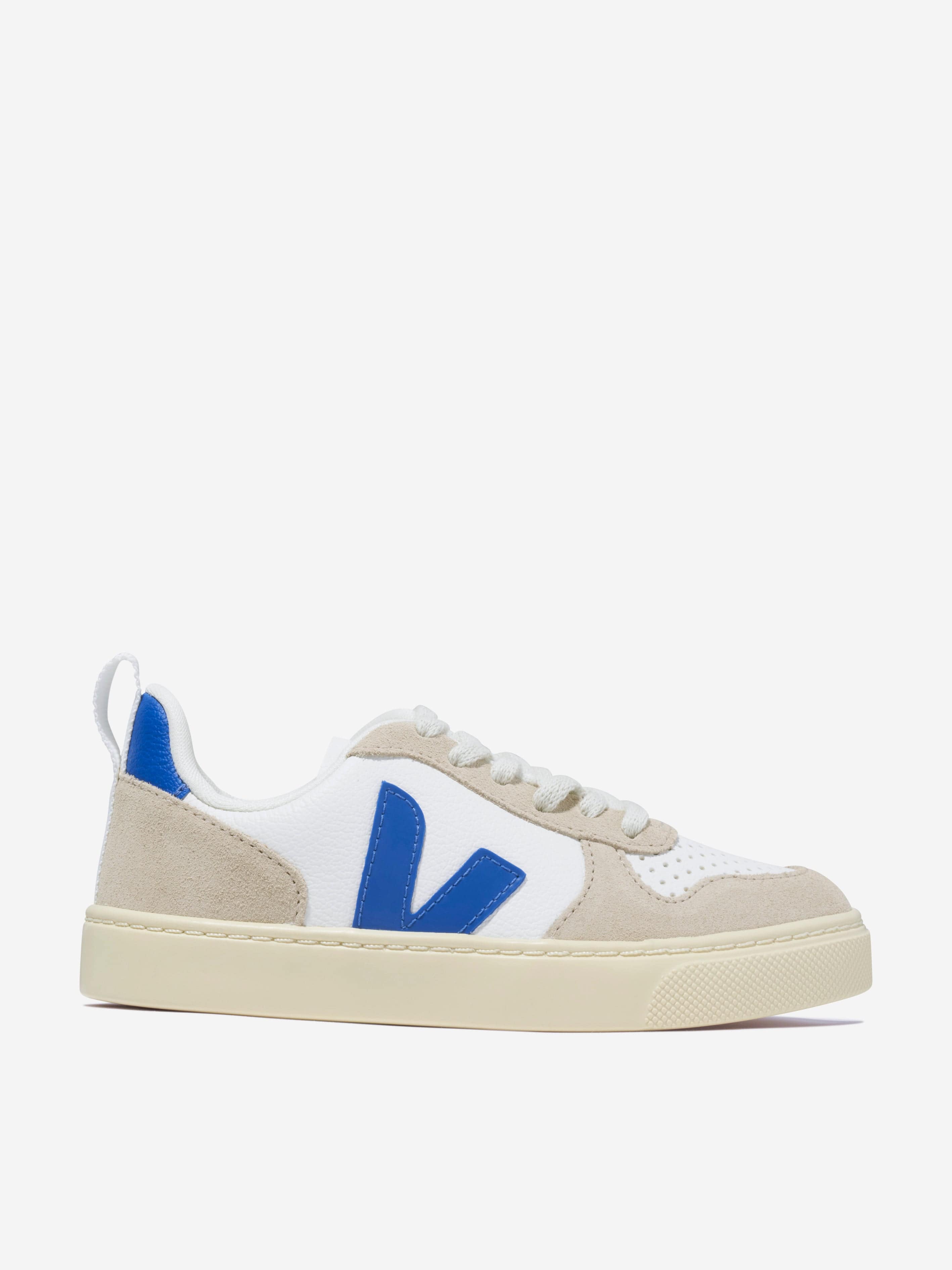 Veja Boys Small V-10 Lace Up Trainers in White