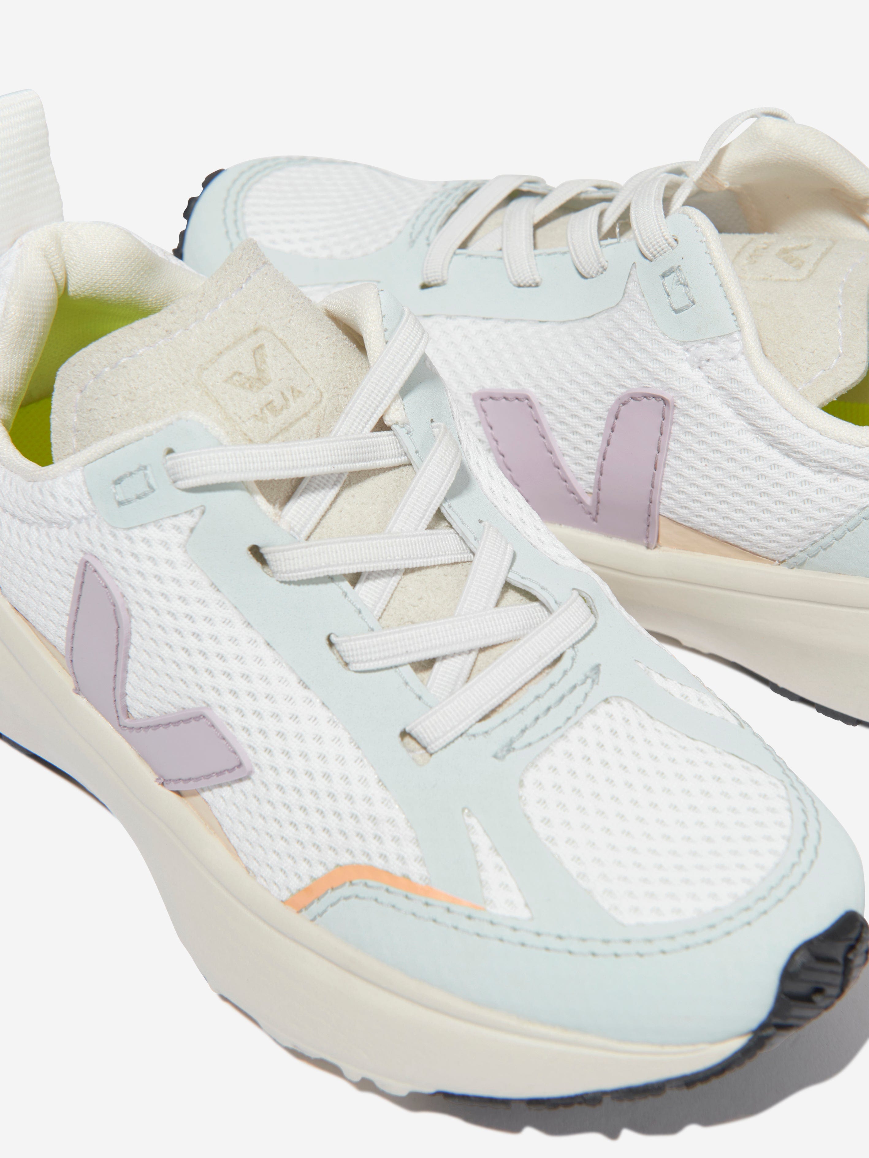 Veja Girls Small Canary Light Lace Up Trainers in Multicolour