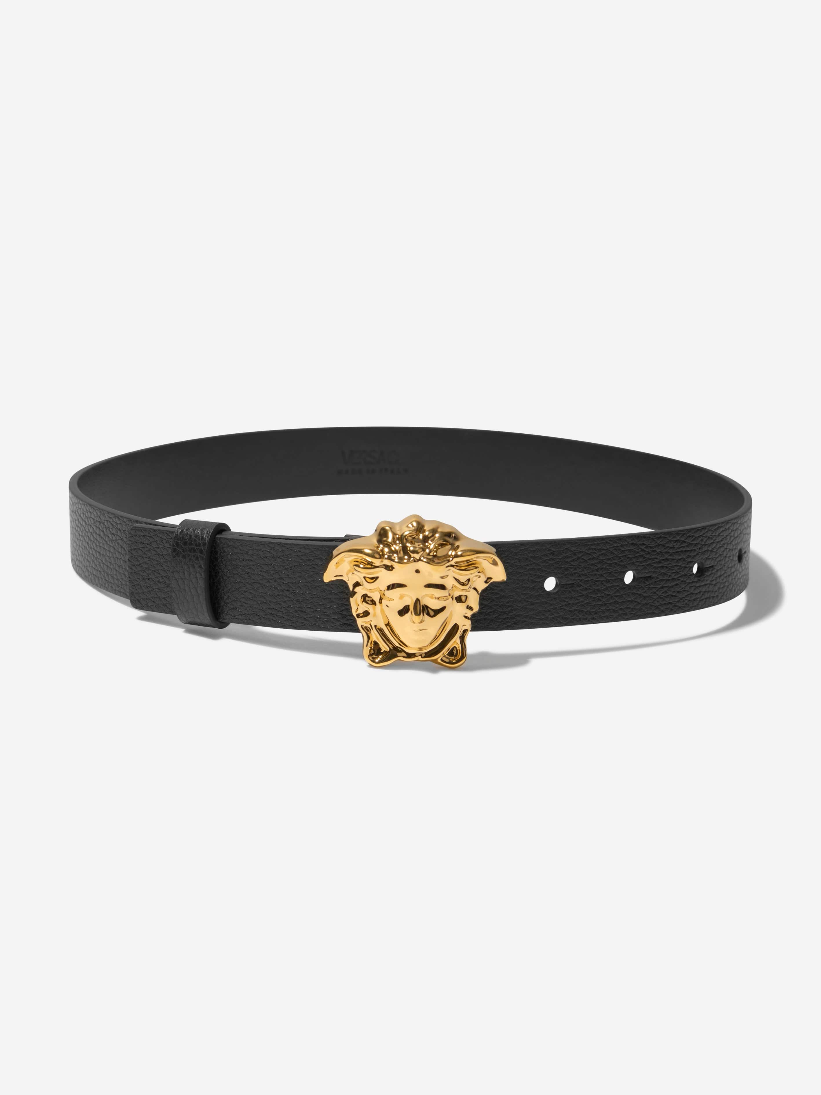 Versace Kids Leather Logo Buckle Belt