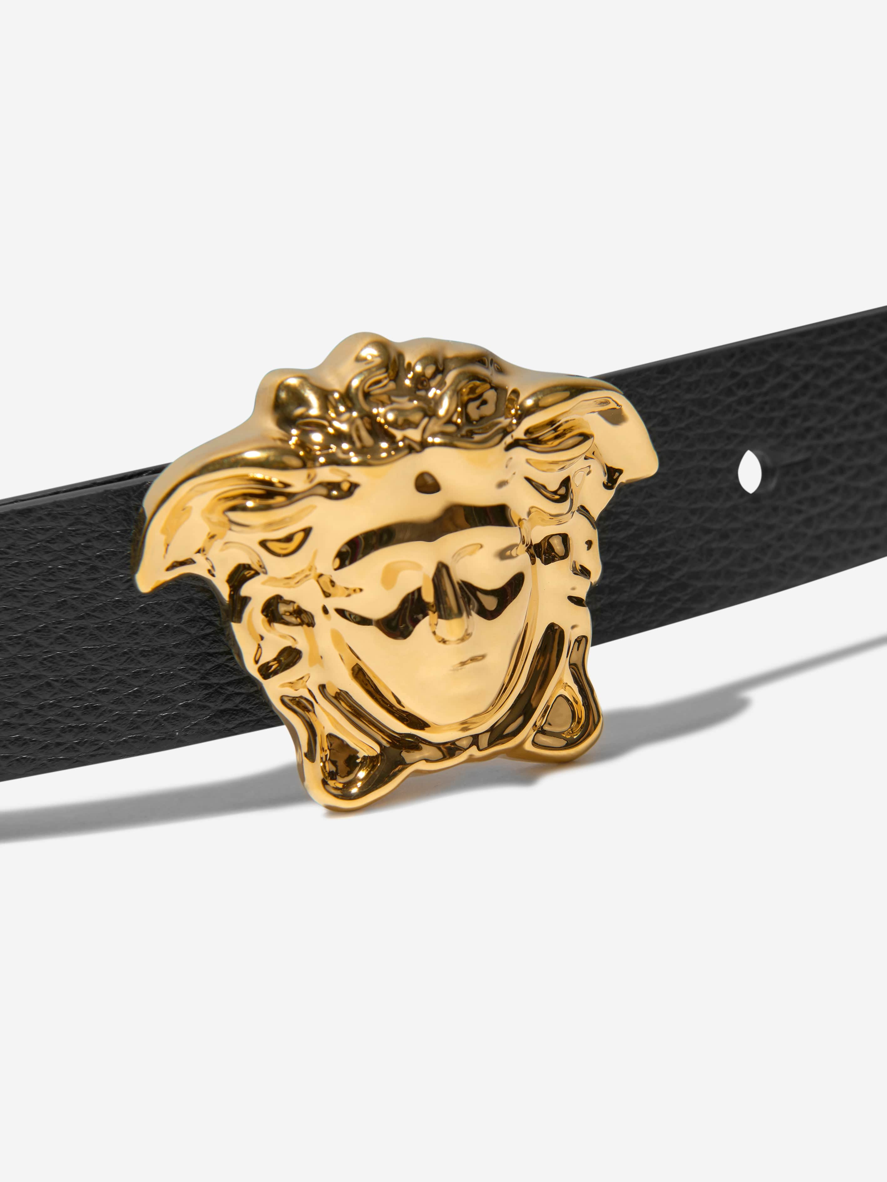 Versace Kids Leather Logo Buckle Belt