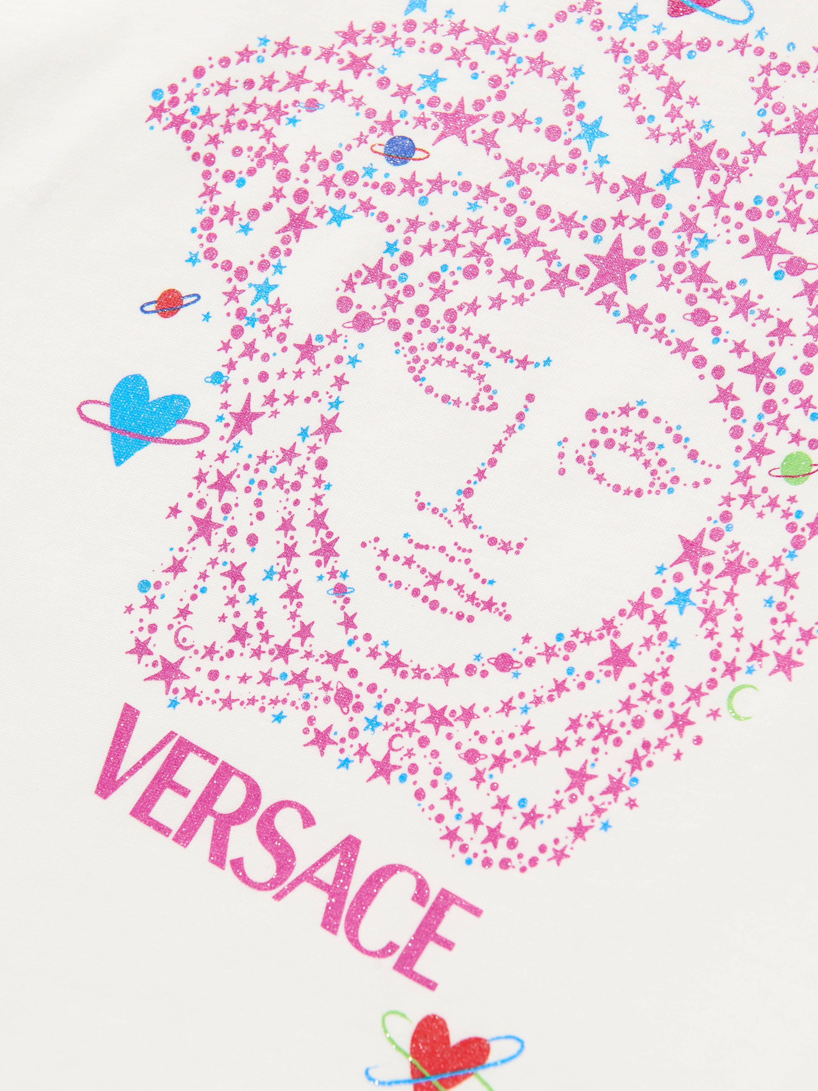 Versace Girls Glitter Logo T-Shirt in White