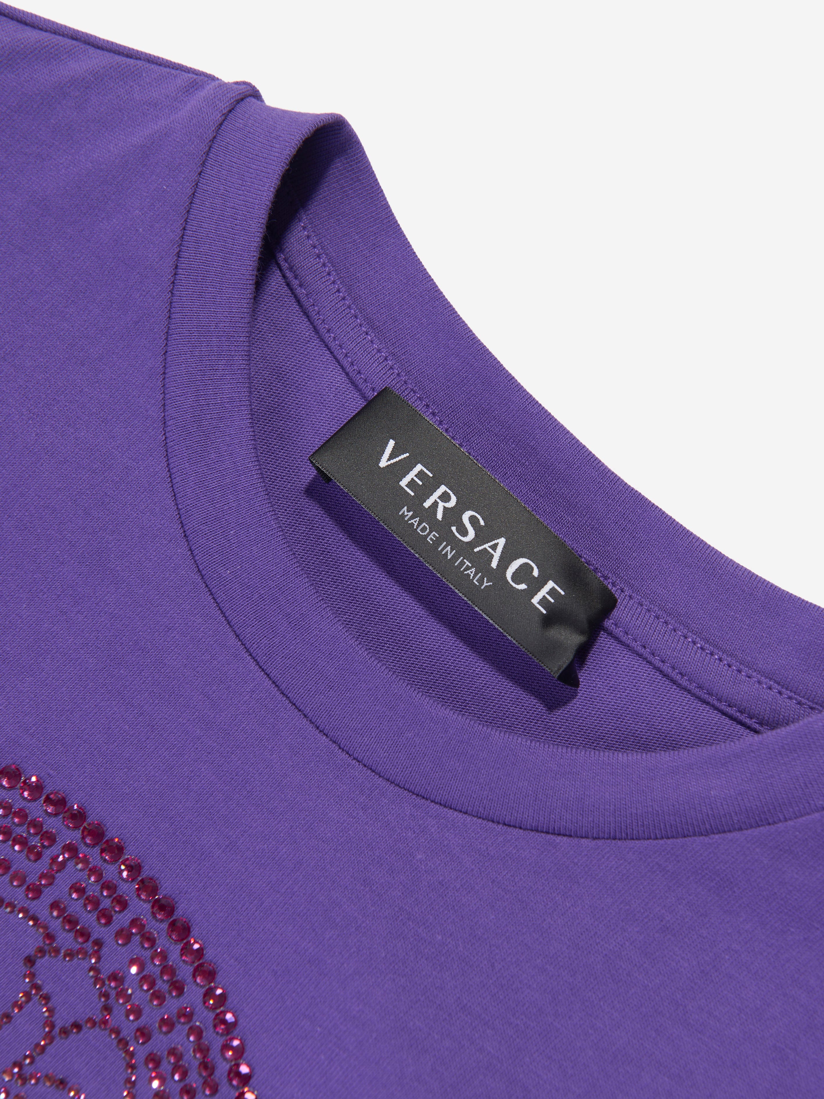 Versace Girls Medusa Logo T-Shirt in Purple