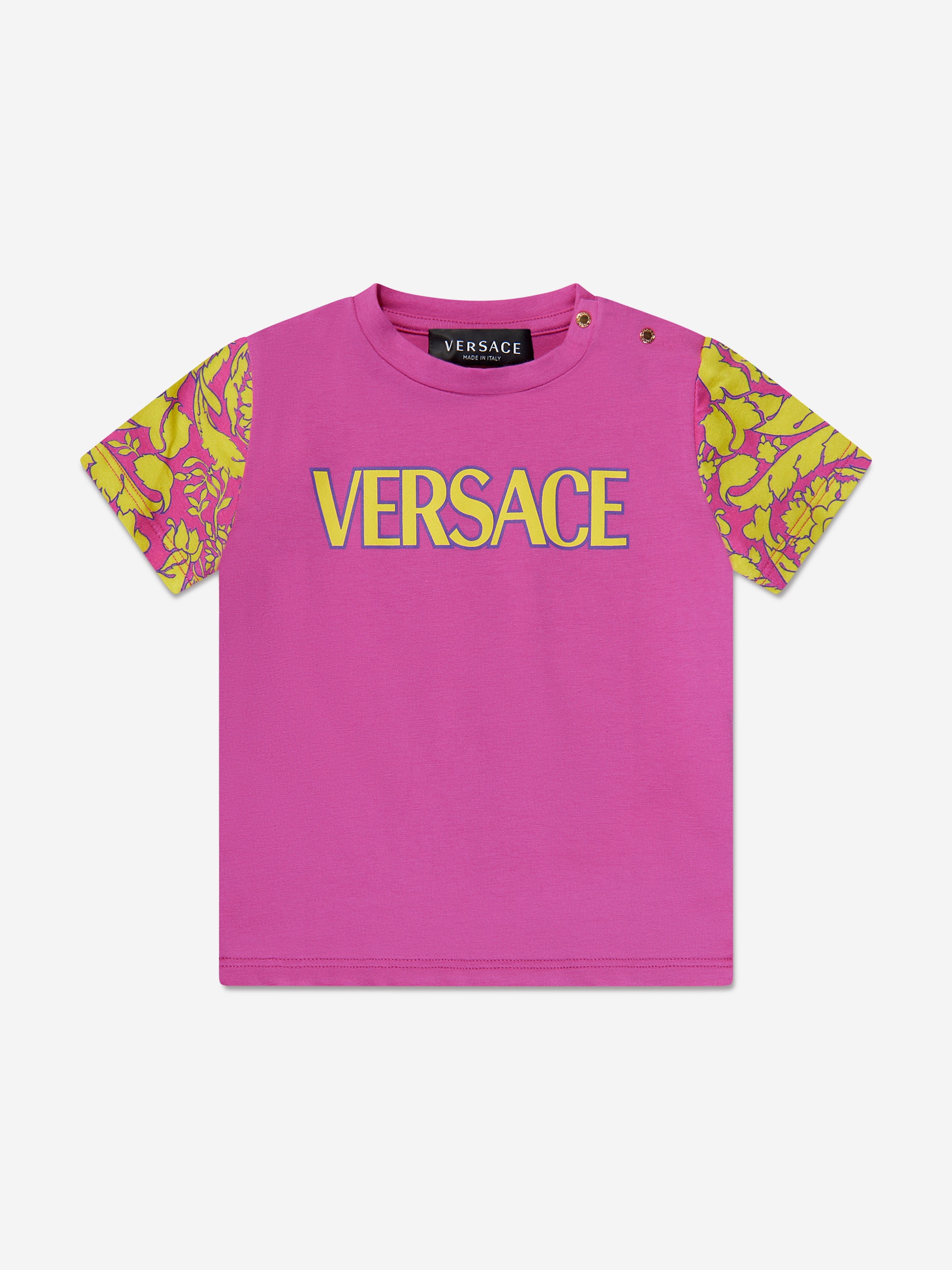 Versace Baby Girls Barocco Logo T-Shirt in Pink