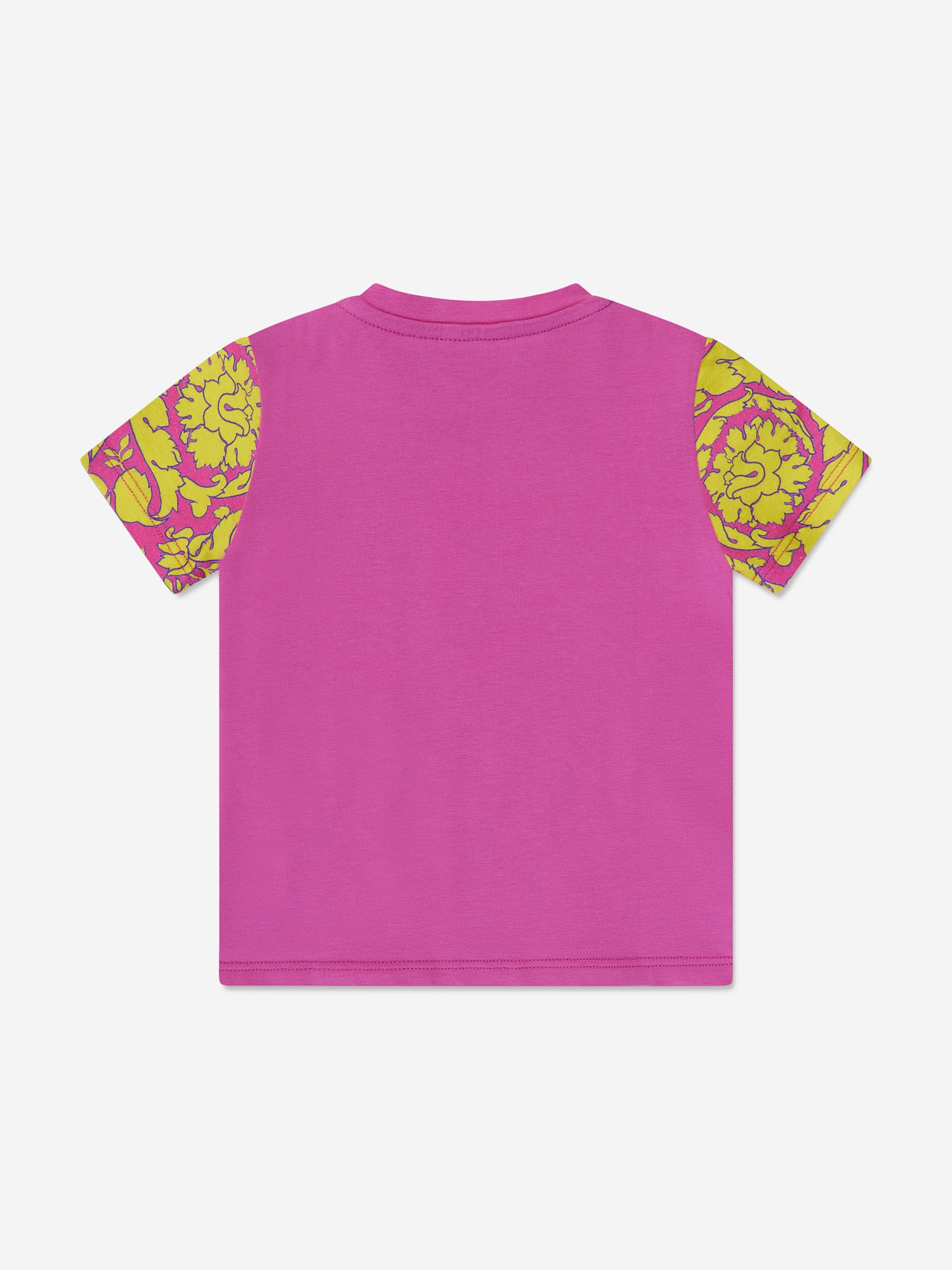 Versace Baby Girls Barocco Logo T-Shirt in Pink