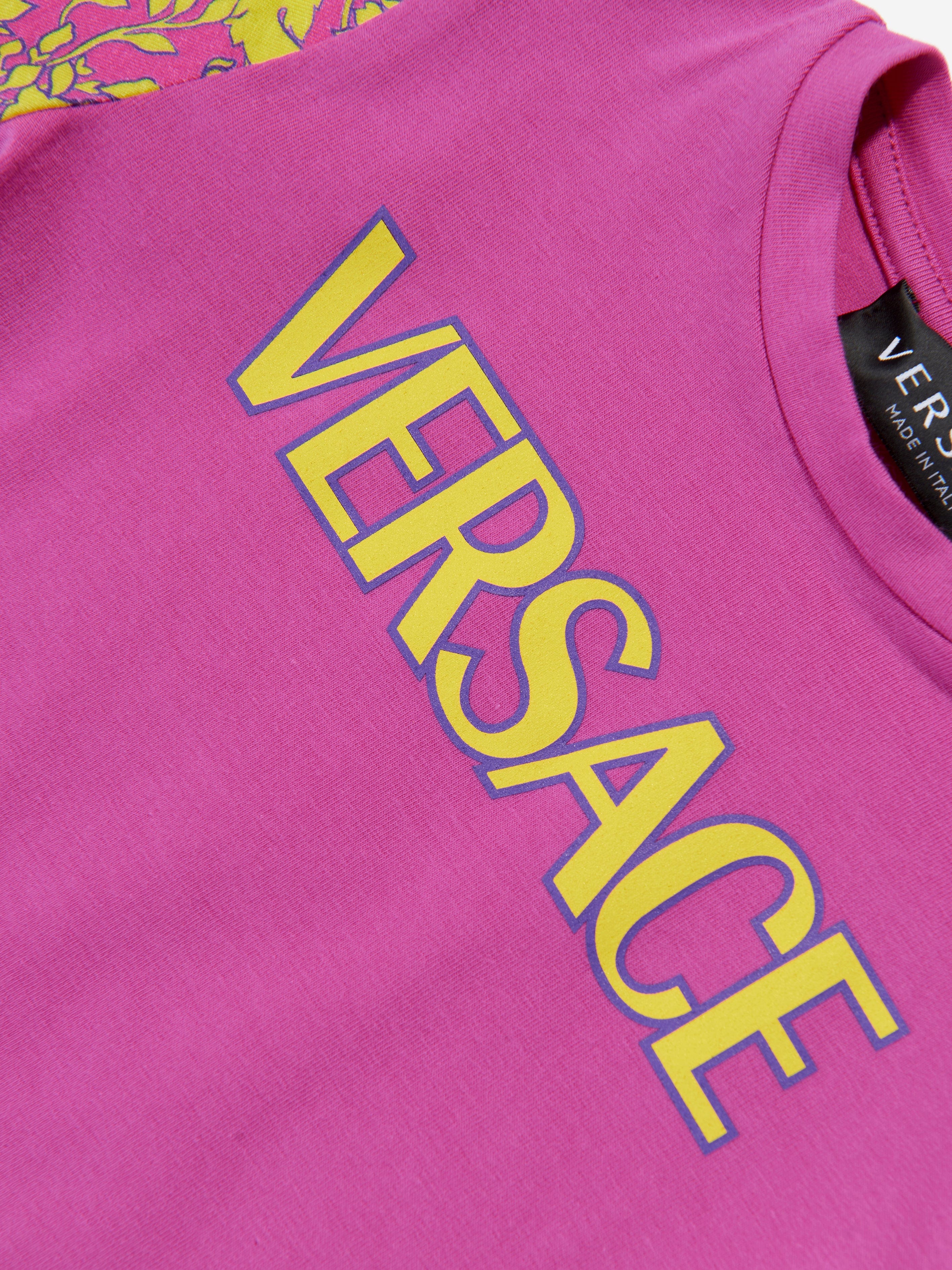 Versace Baby Girls Barocco Logo T-Shirt in Pink