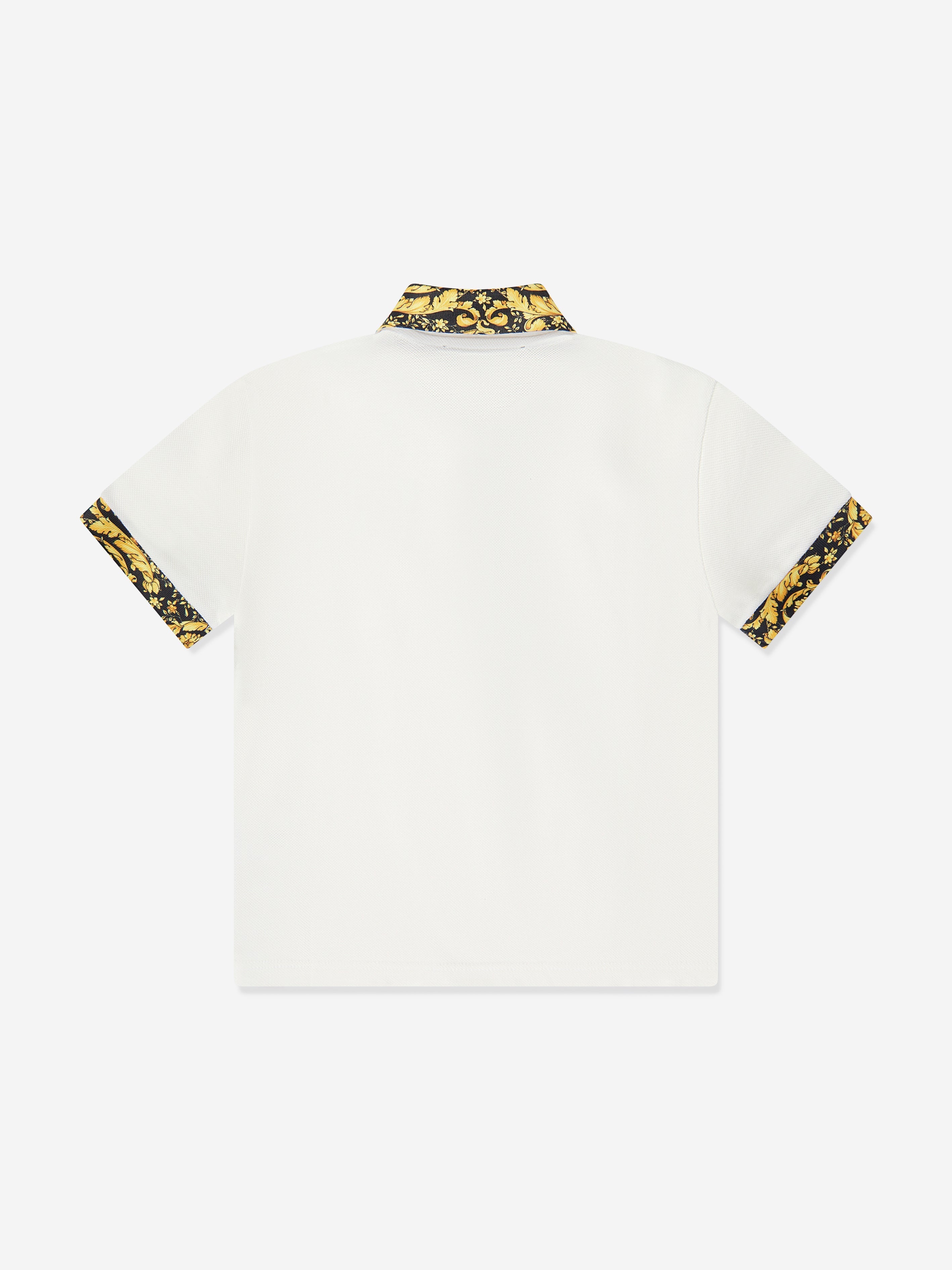 Versace Boys Barocco Logo Polo Shirt in White