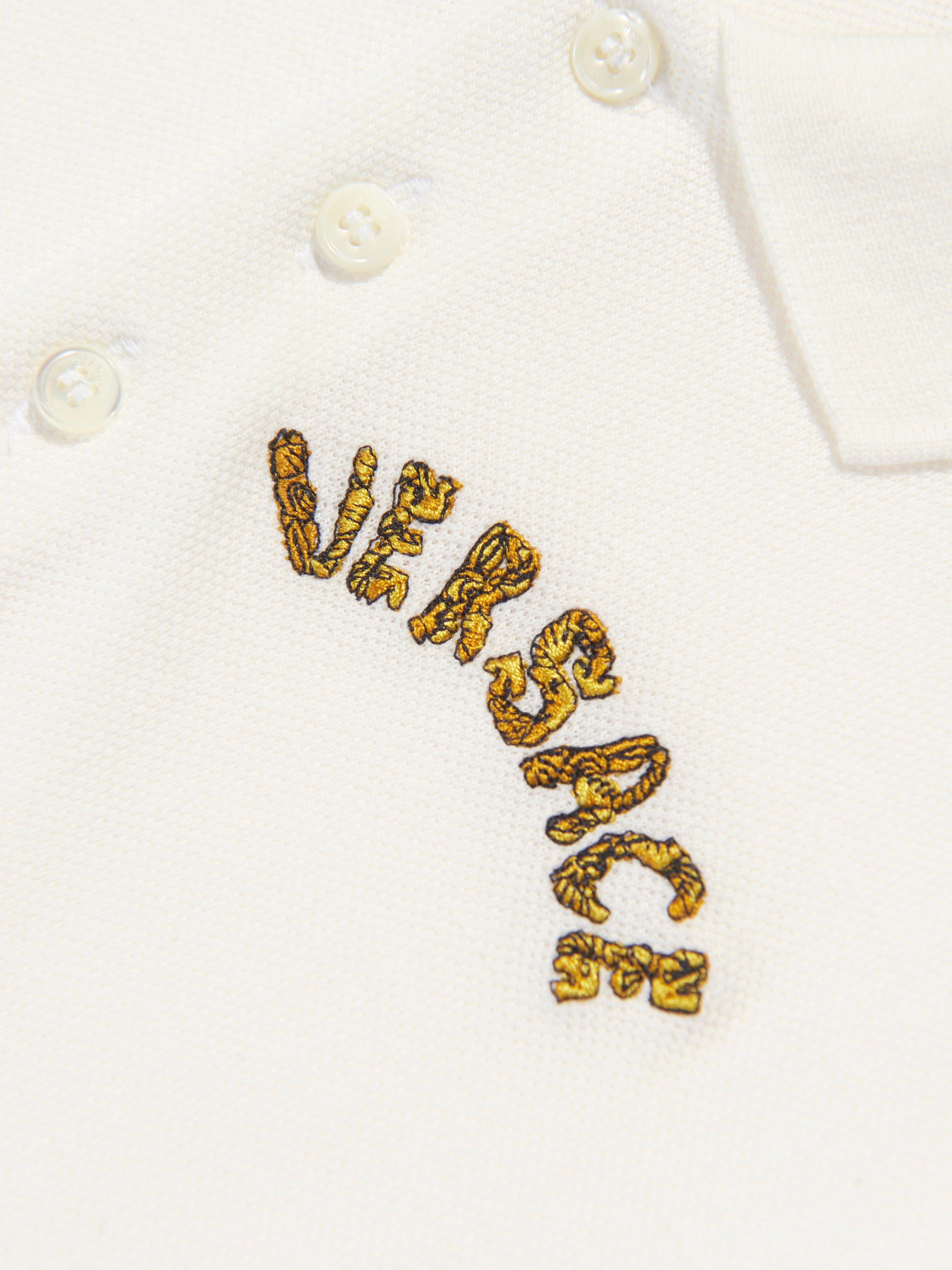 Versace Boys Logo Polo Shirt in White