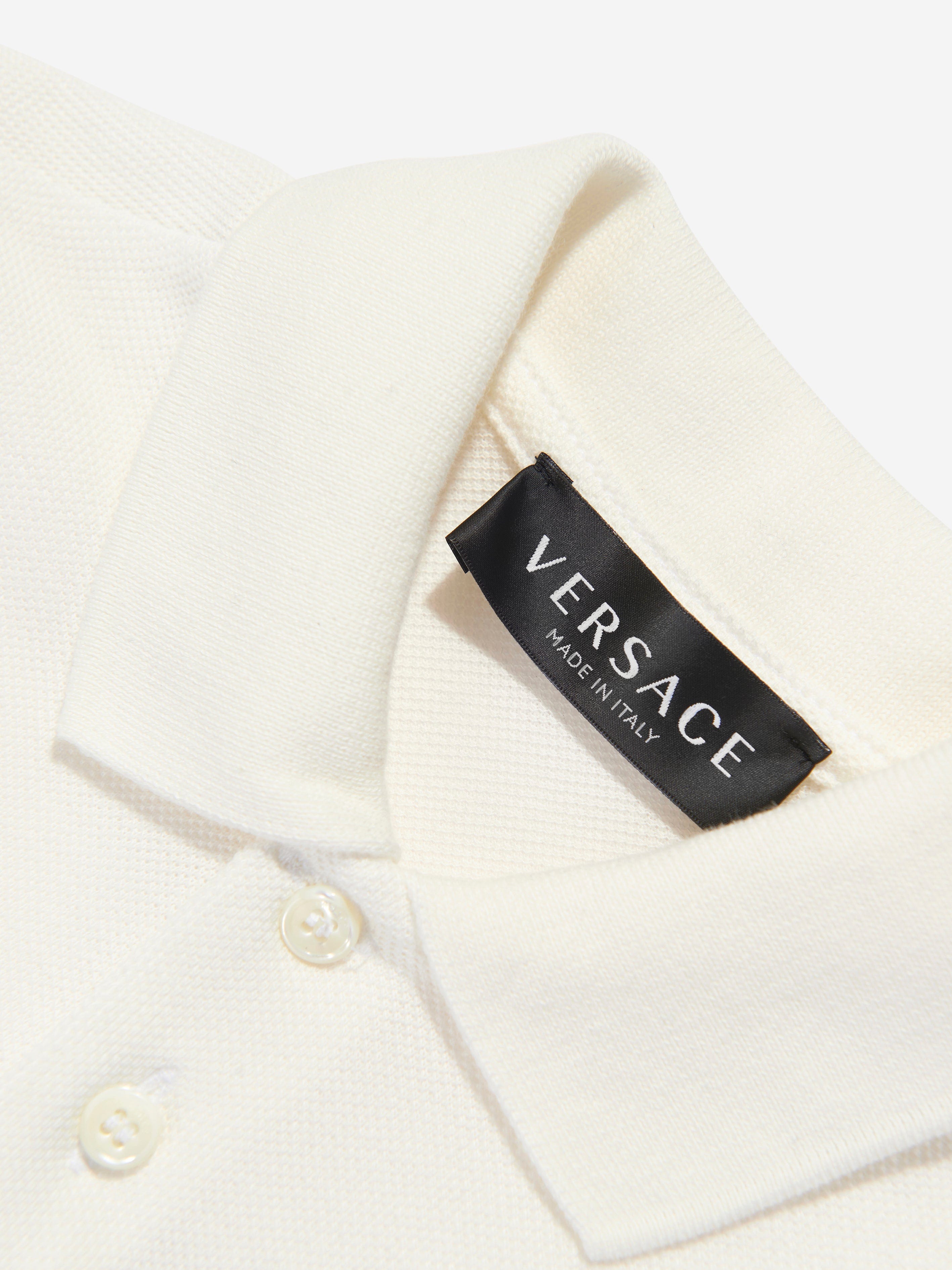 Versace Boys Logo Polo Shirt in White