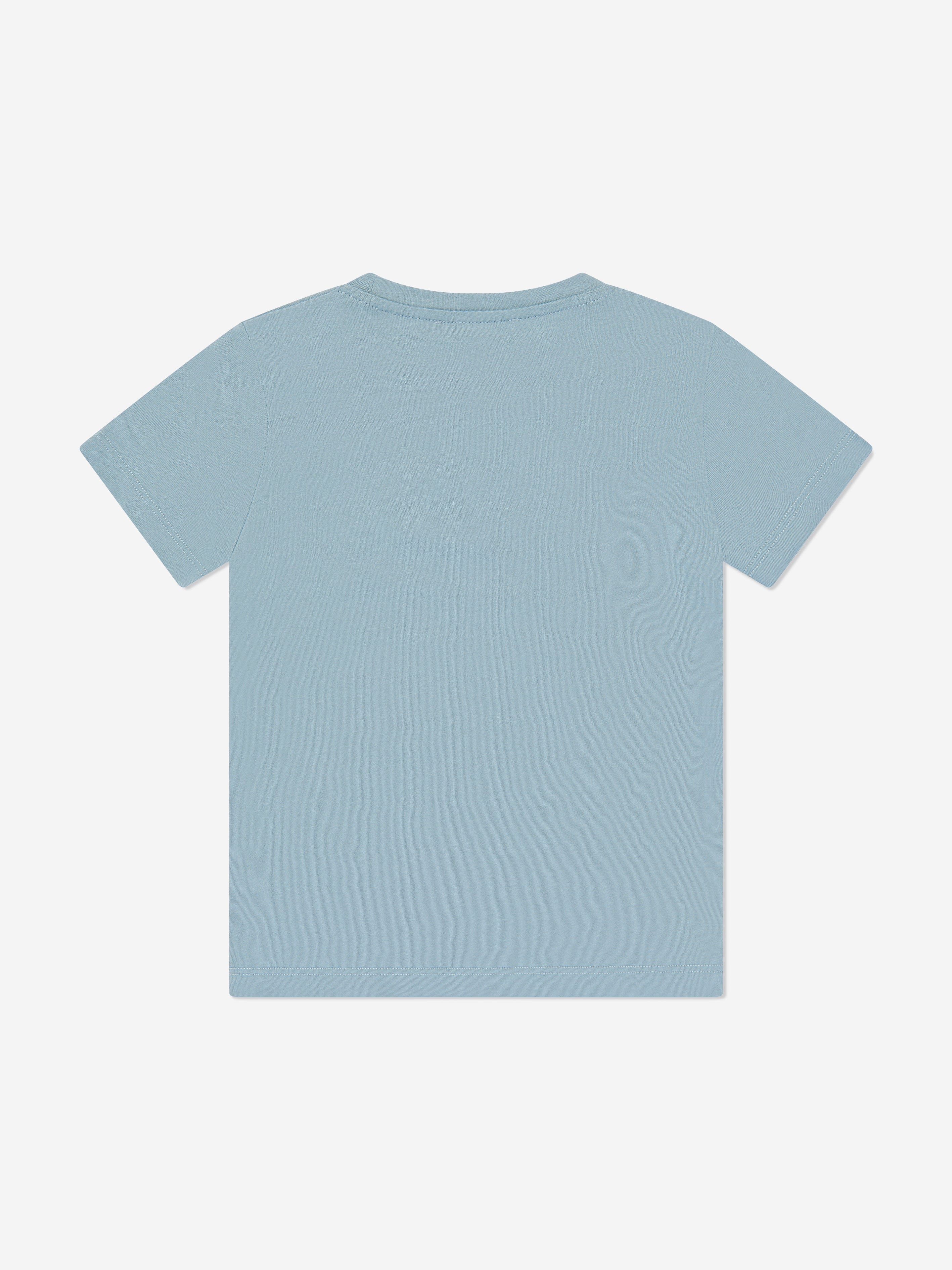 Versace Boys Logo Print T-Shirt in Blue