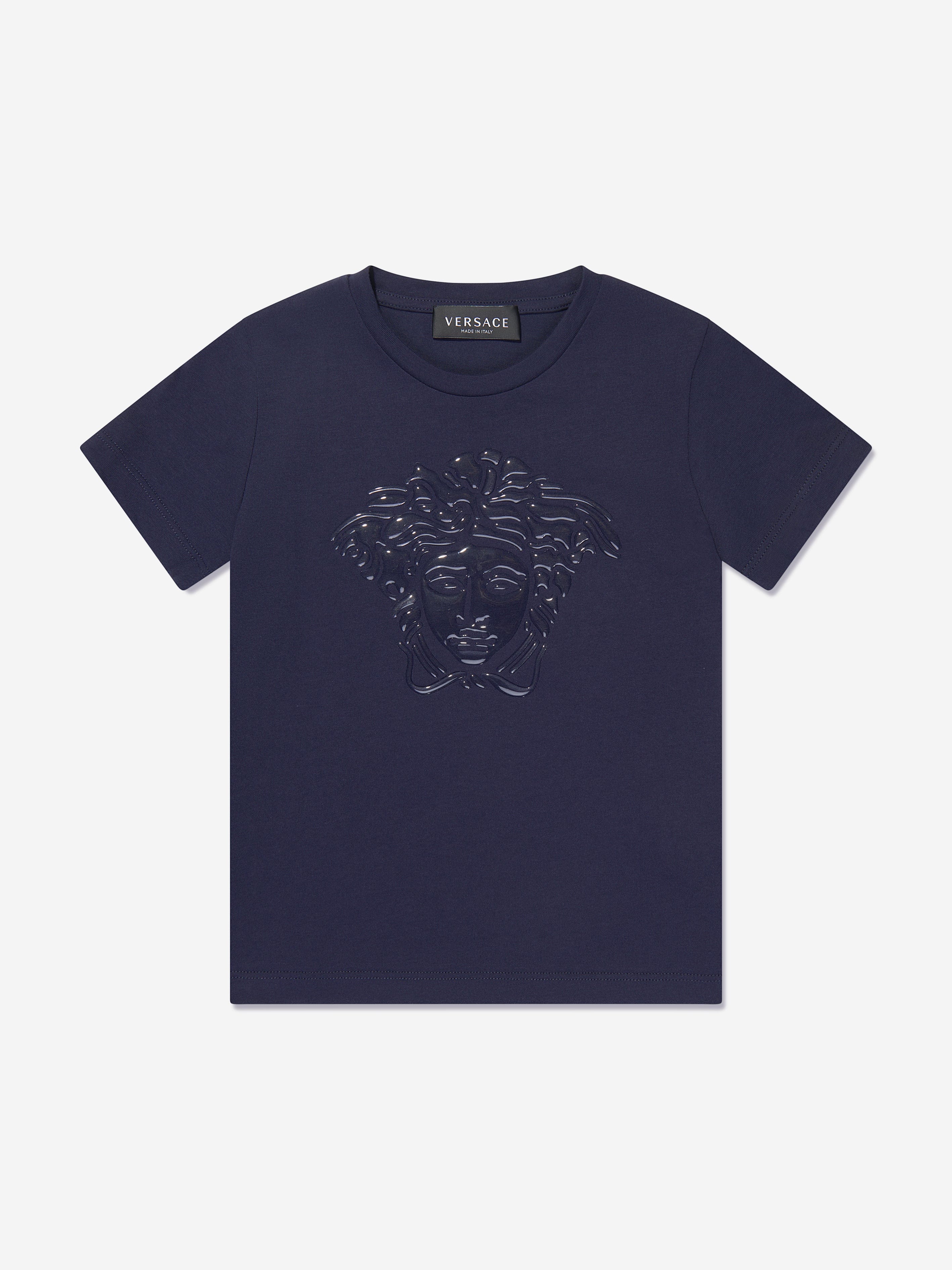 Versace Boys Medusa Logo T-Shirt in Navy