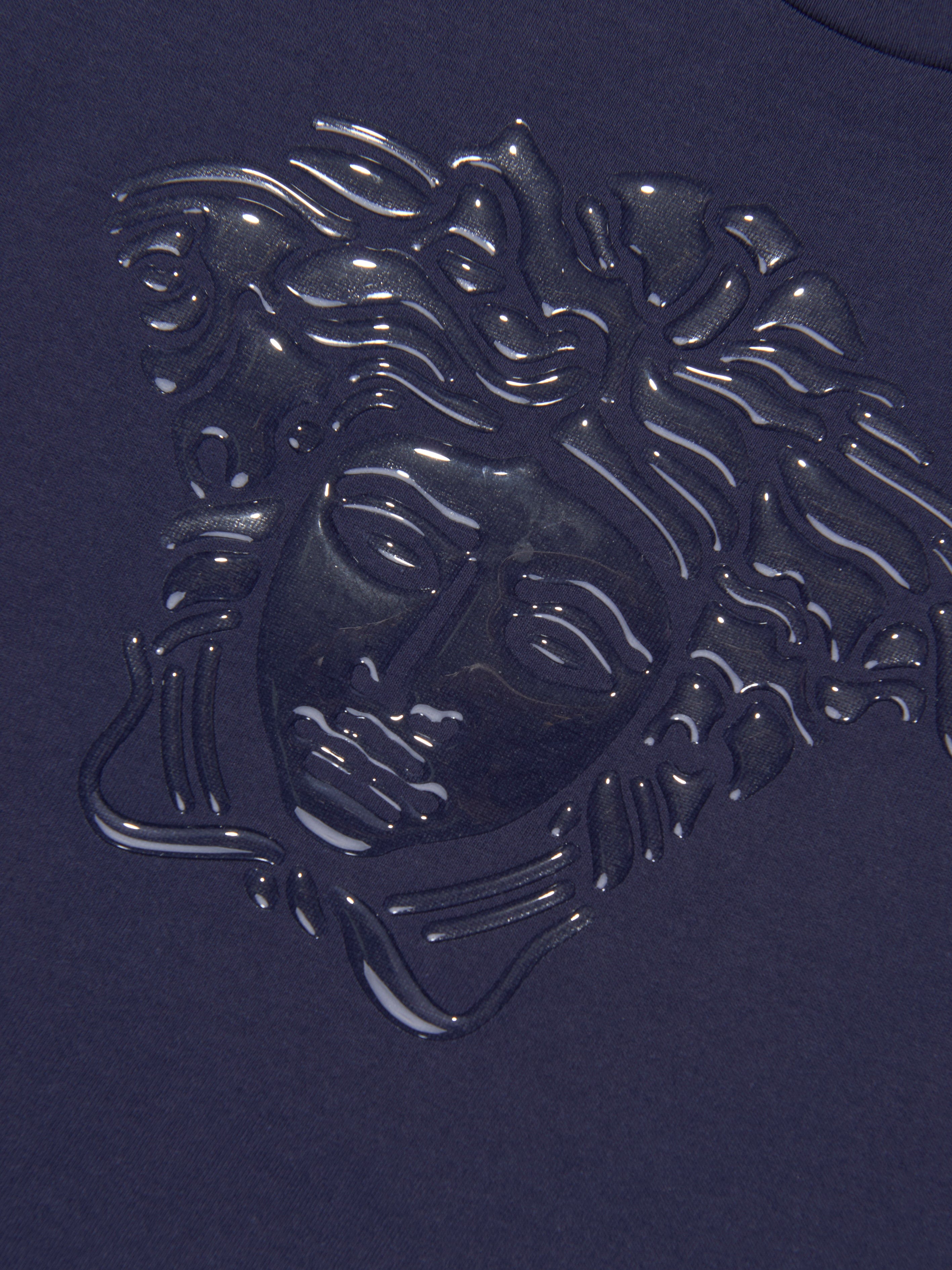 Versace Boys Medusa Logo T-Shirt in Navy