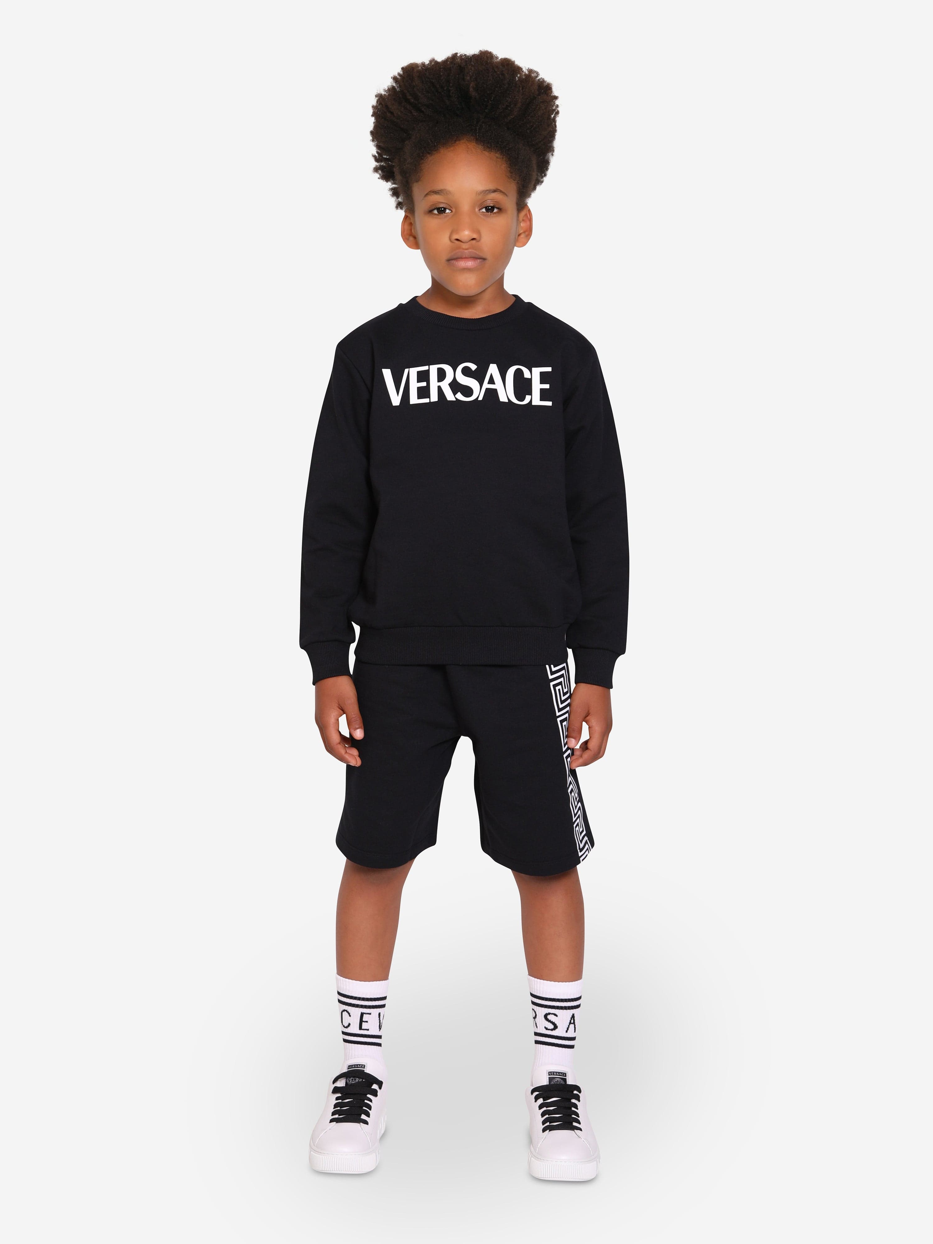 Versace Boys La Greca Logo Shorts in Black