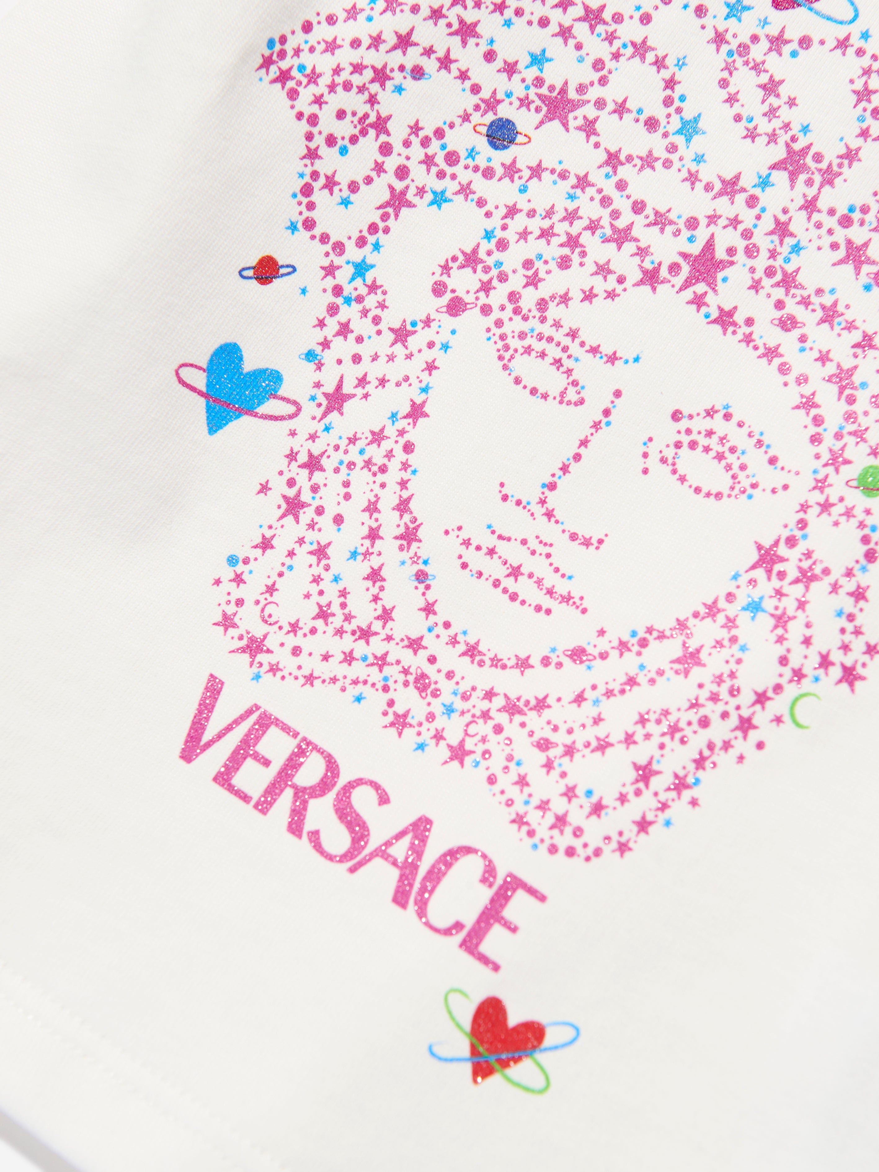 Versace Baby Girls Glitter Logo T-Shirt in White