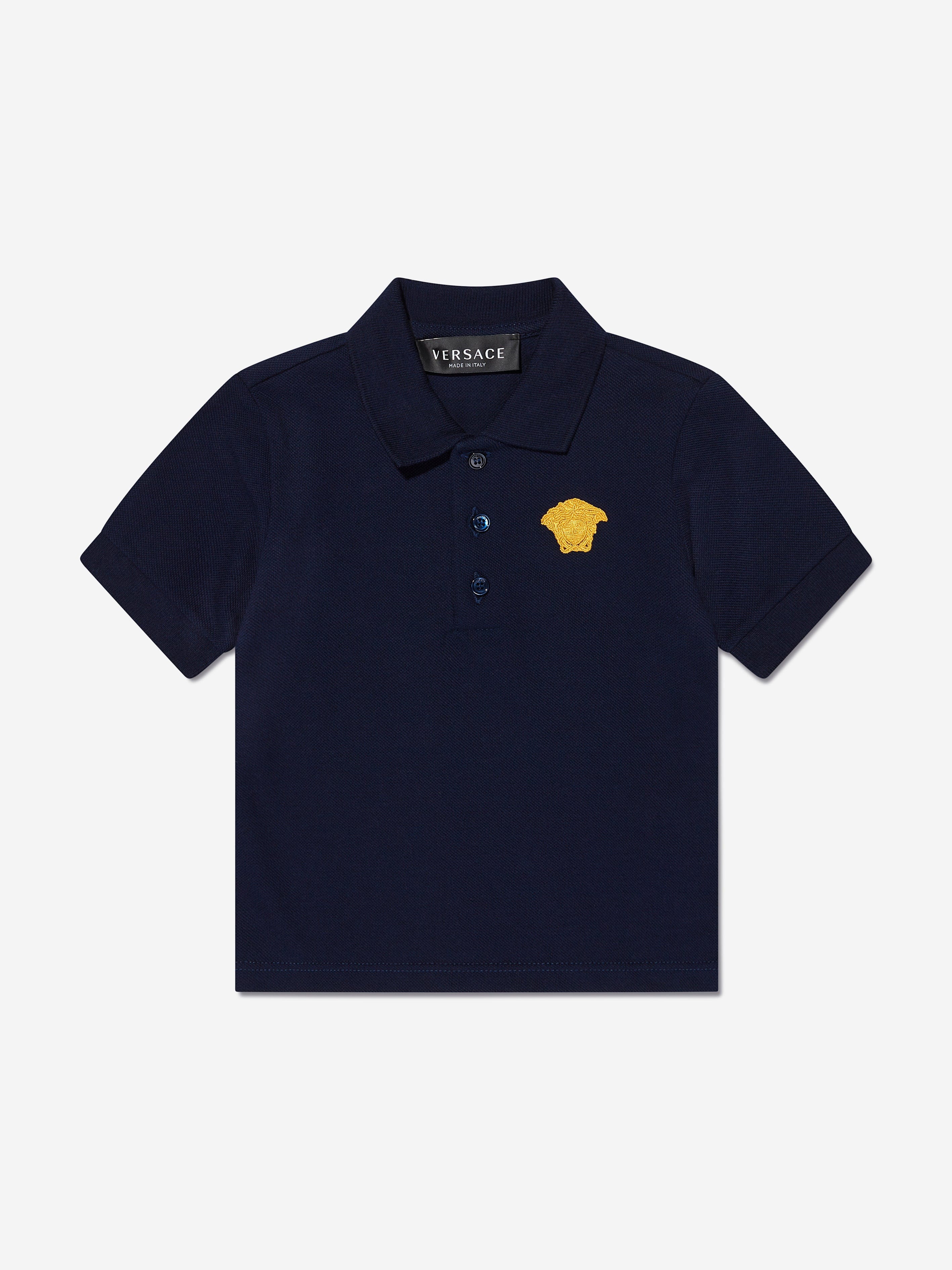 Versace Baby Boys Logo Polo Shirt in Navy