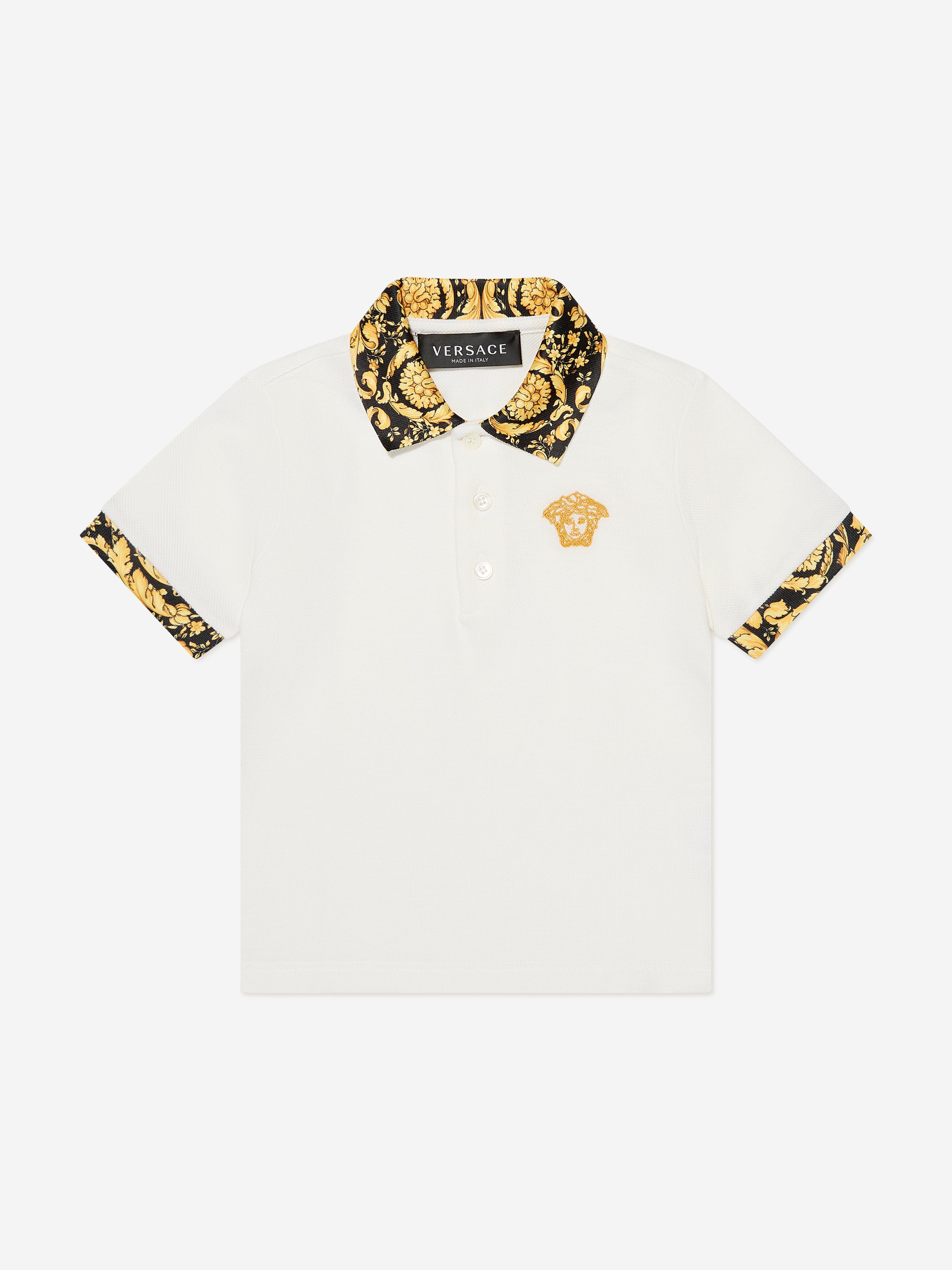 Versace Baby Boys Barocco Polo Shirt in White