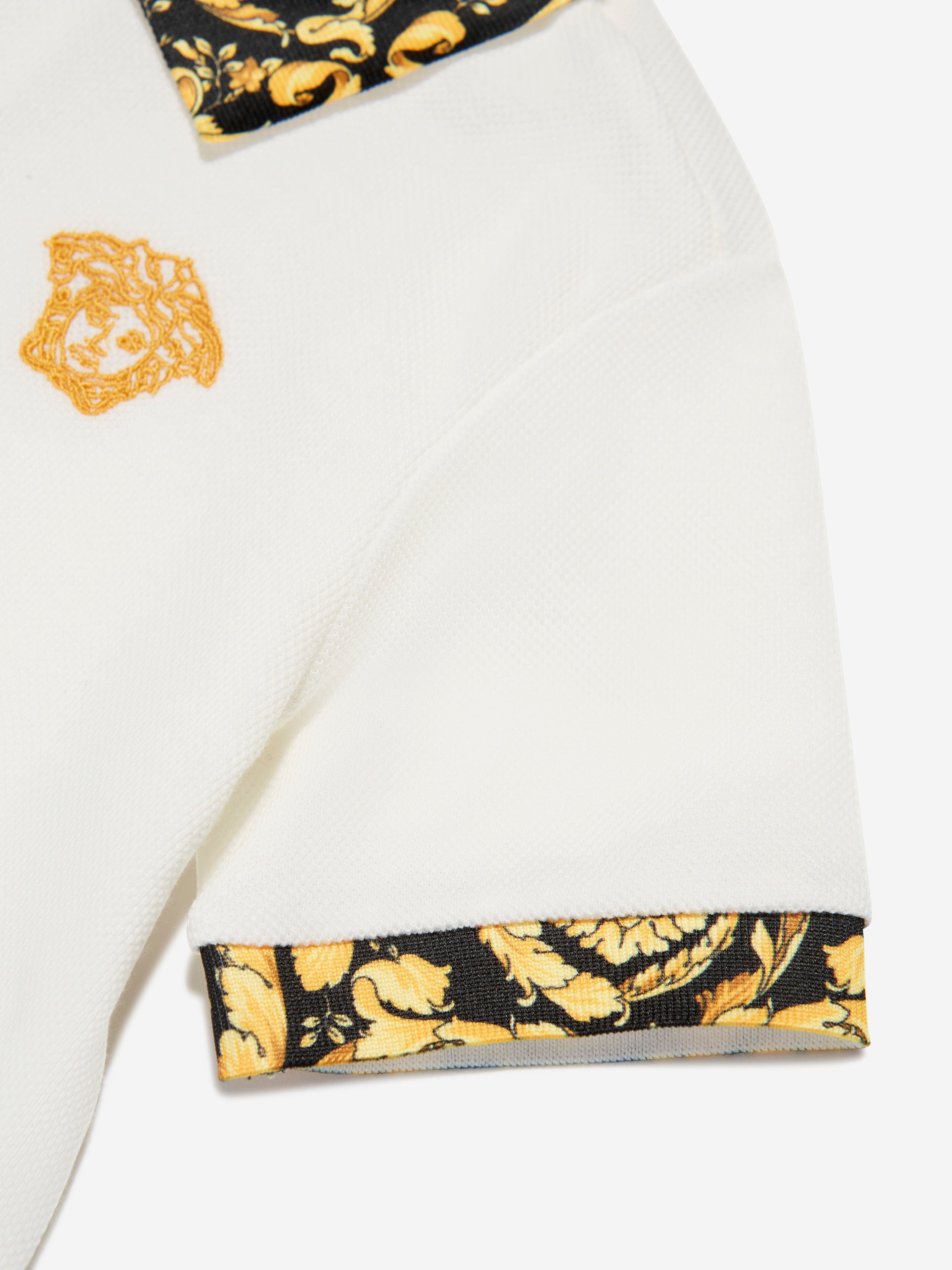 Versace Baby Boys Barocco Polo Shirt in White