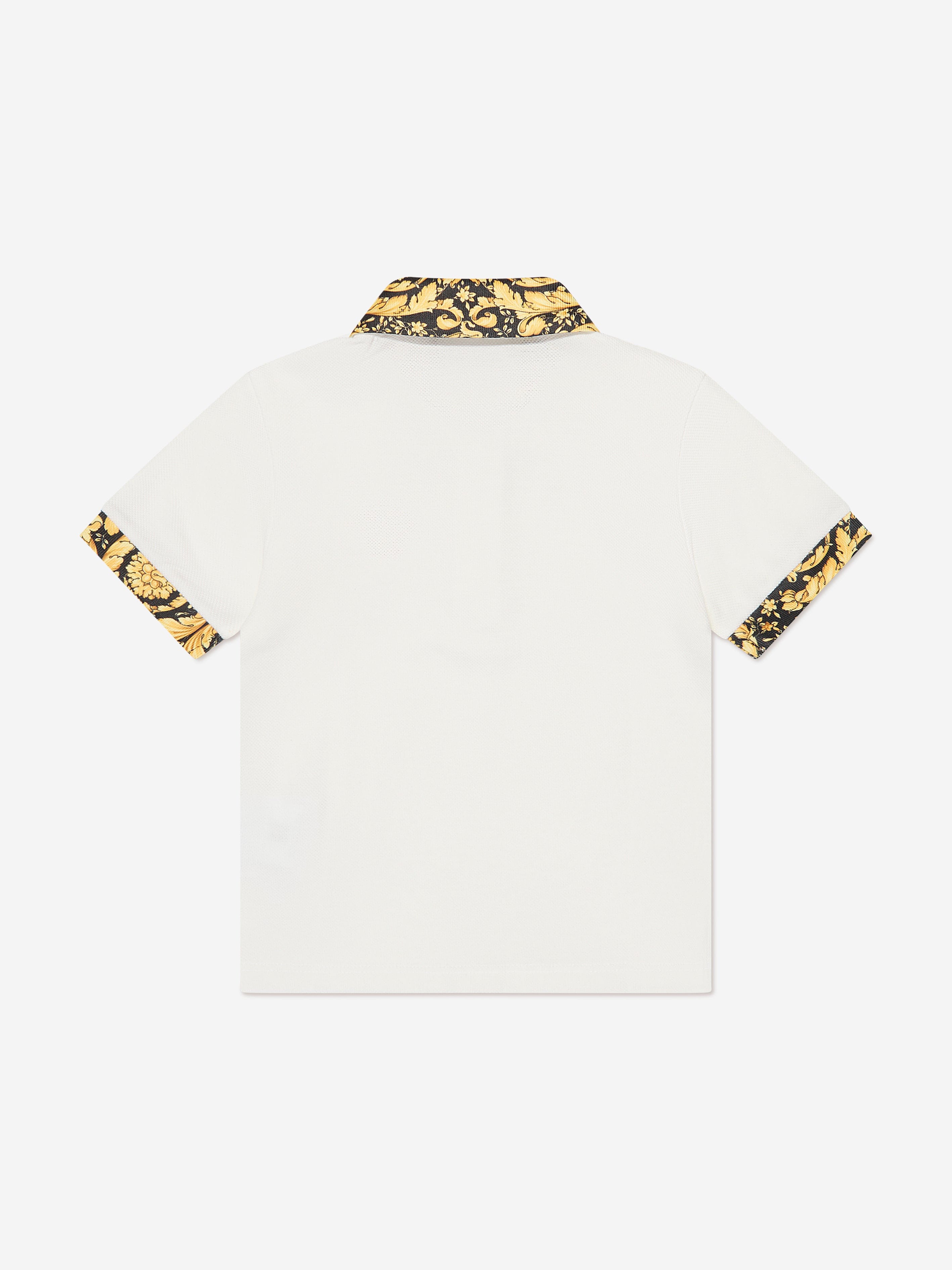 Versace Baby Boys Barocco Polo Shirt in White