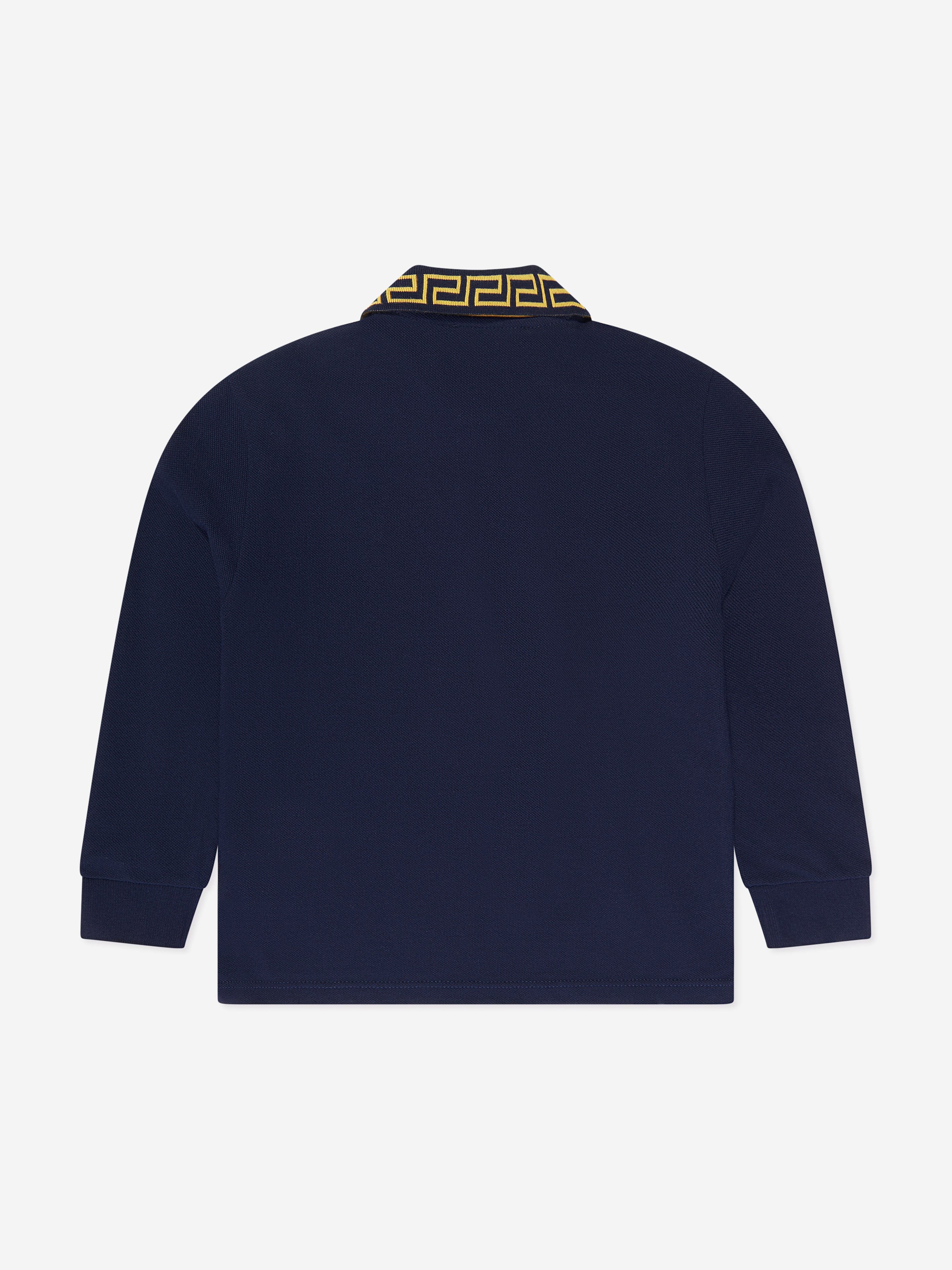 Versace Boys Long Sleeve Polo Shirt in Navy