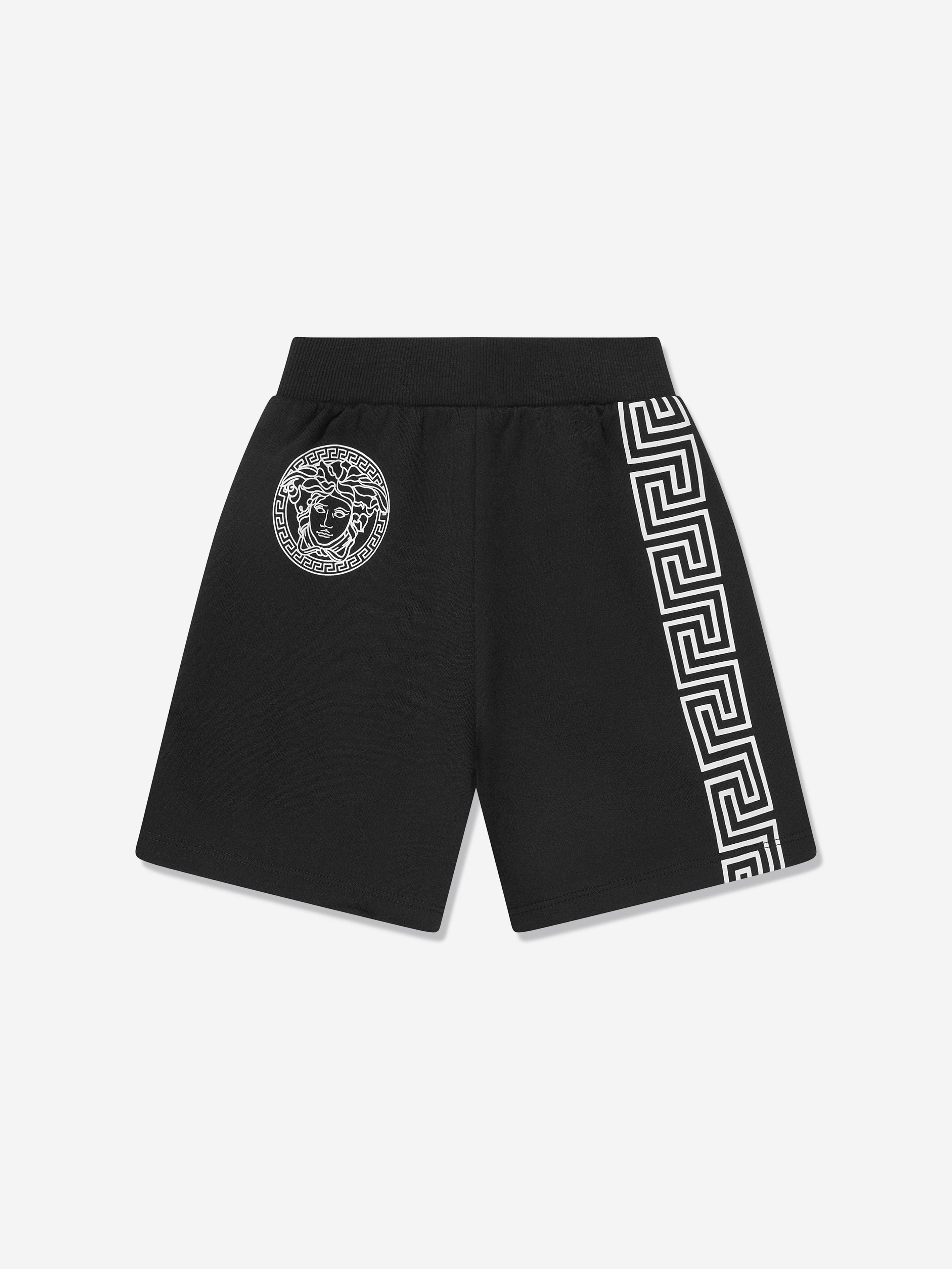 Versace Boys La Greca Logo Shorts in Black