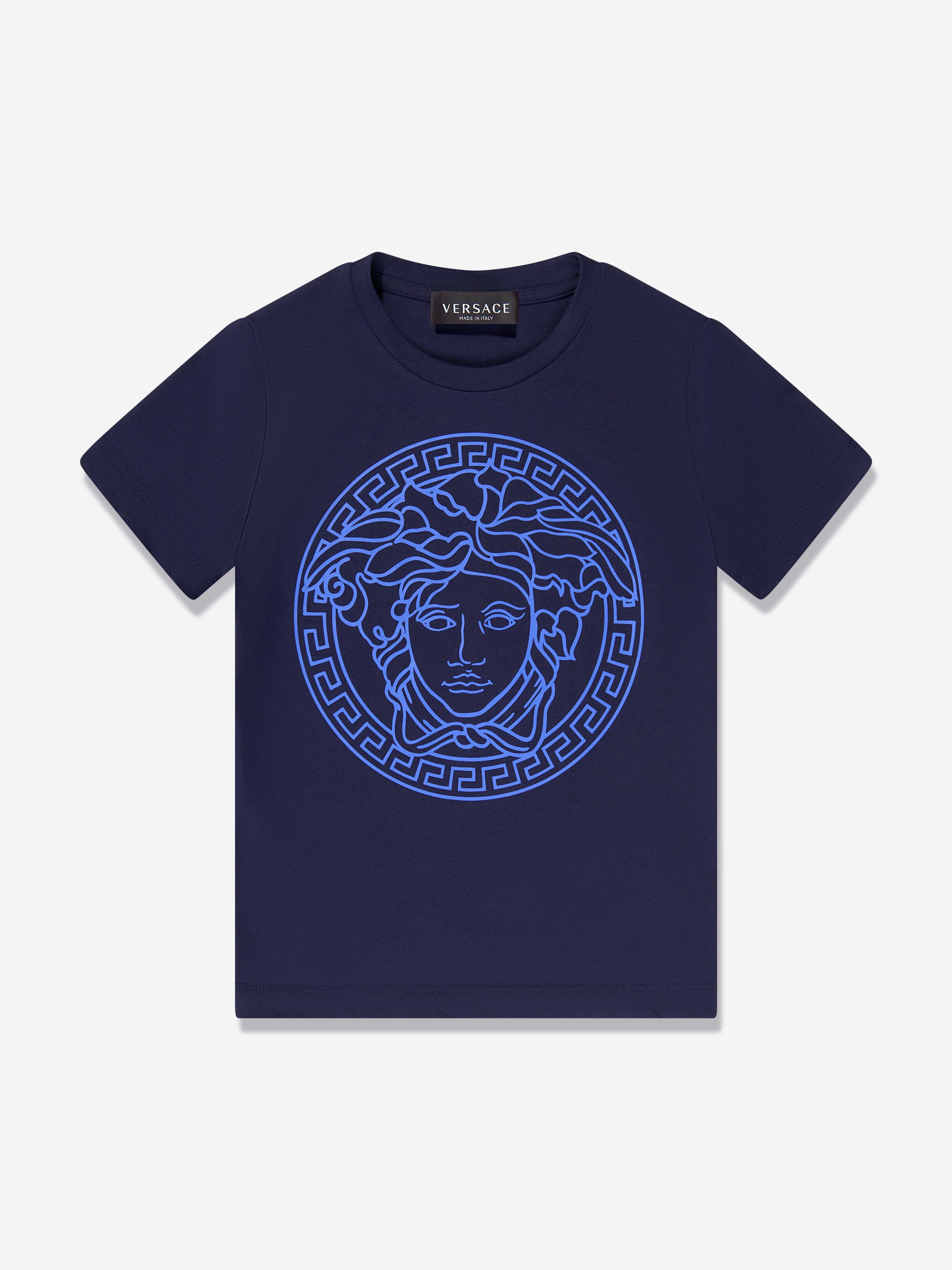 Versace Kids Medusa Logo T-Shirt in Navy