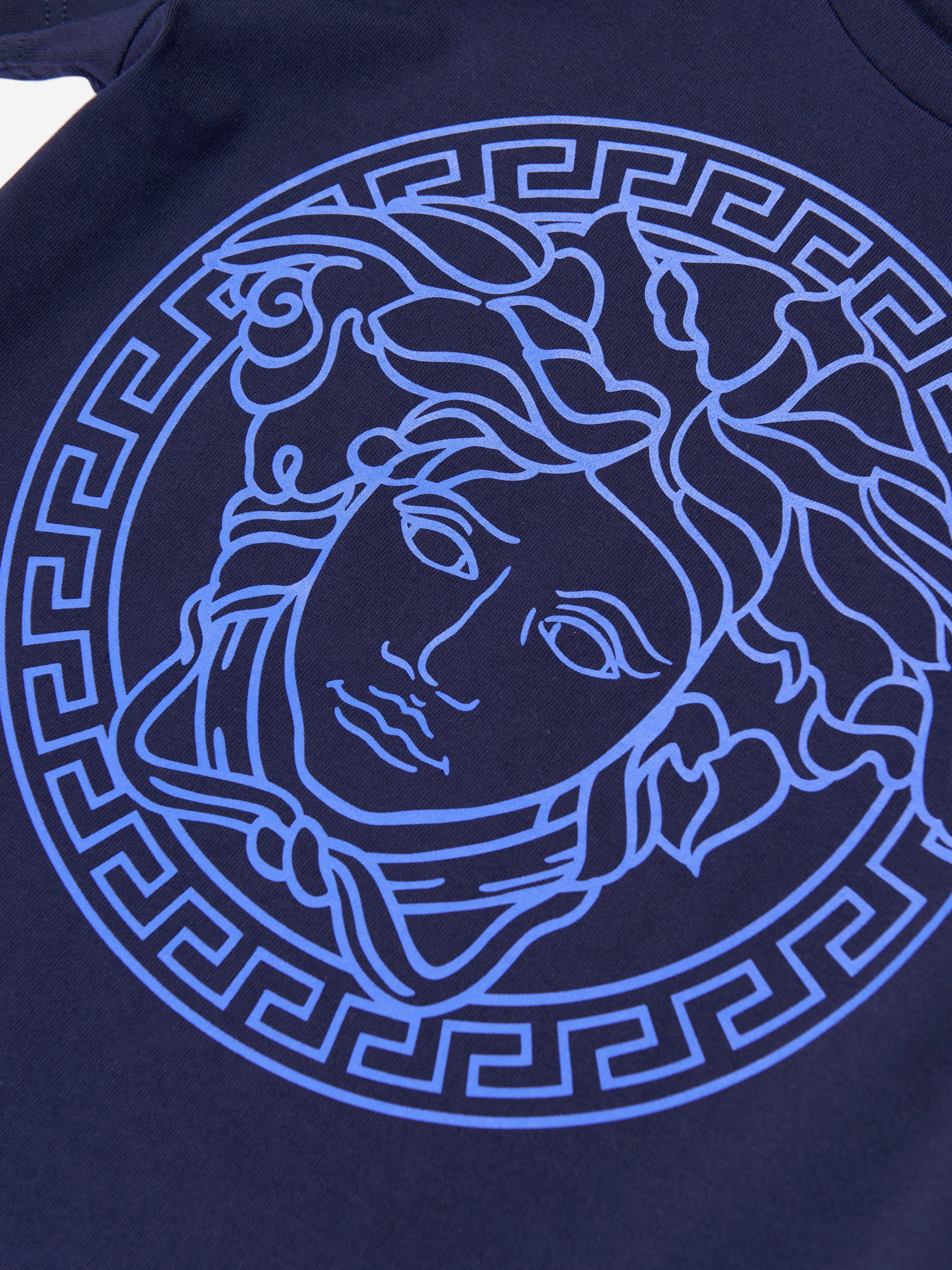 Versace Kids Medusa Logo T-Shirt in Navy