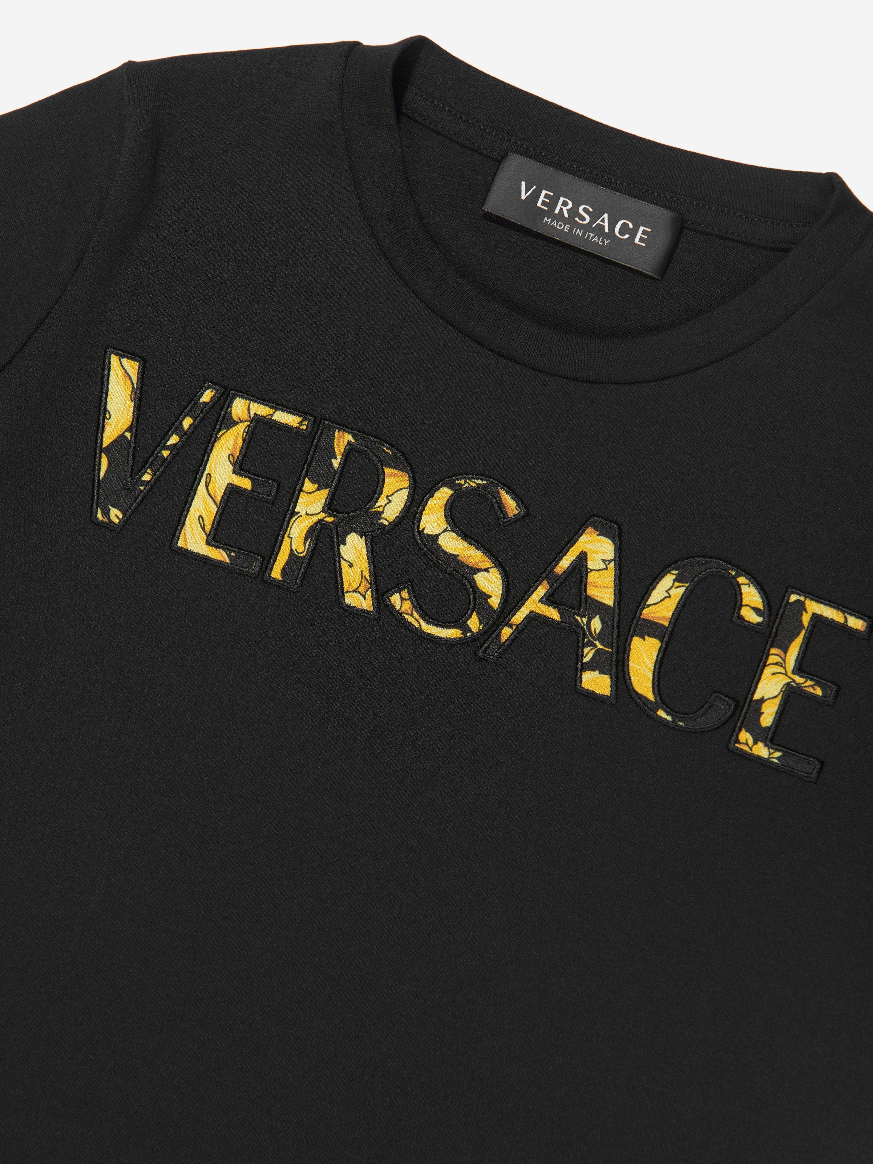 Versace Kids Barocco Logo T-Shirt in Black