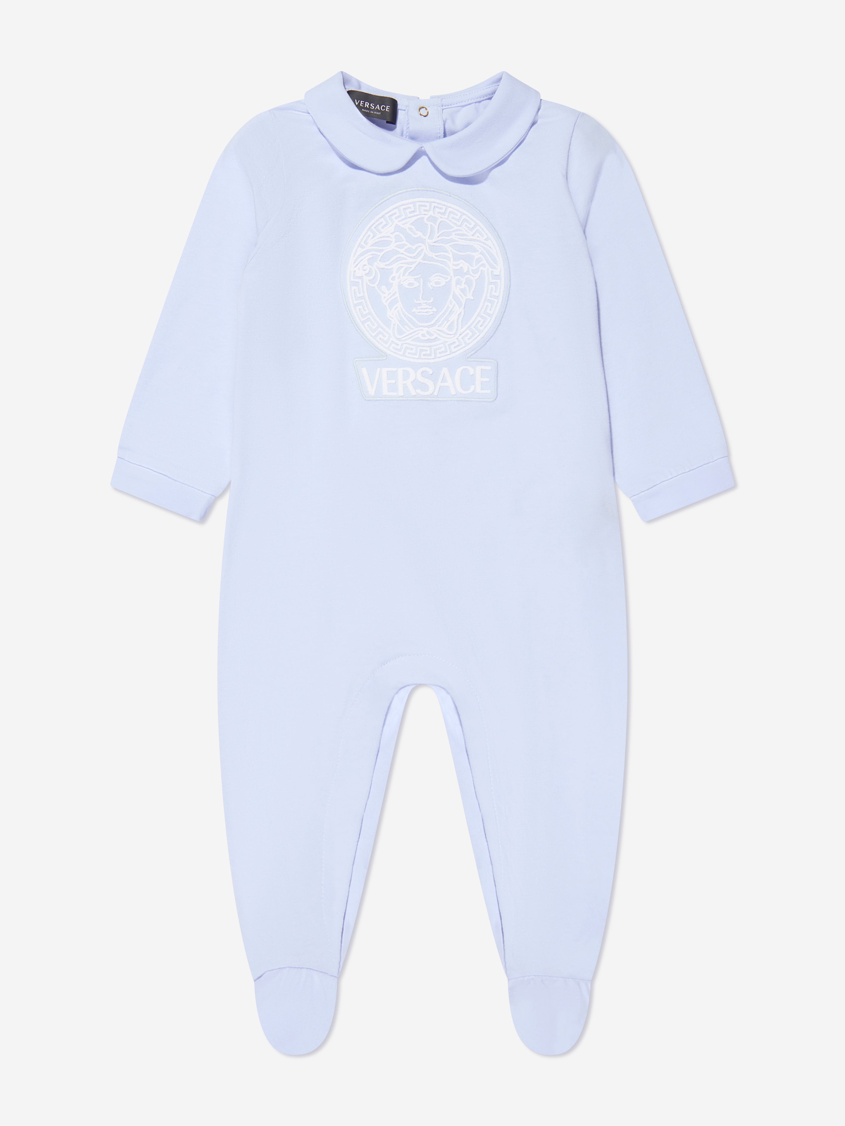 Versace Baby Boys Logo Babygrow in Blue