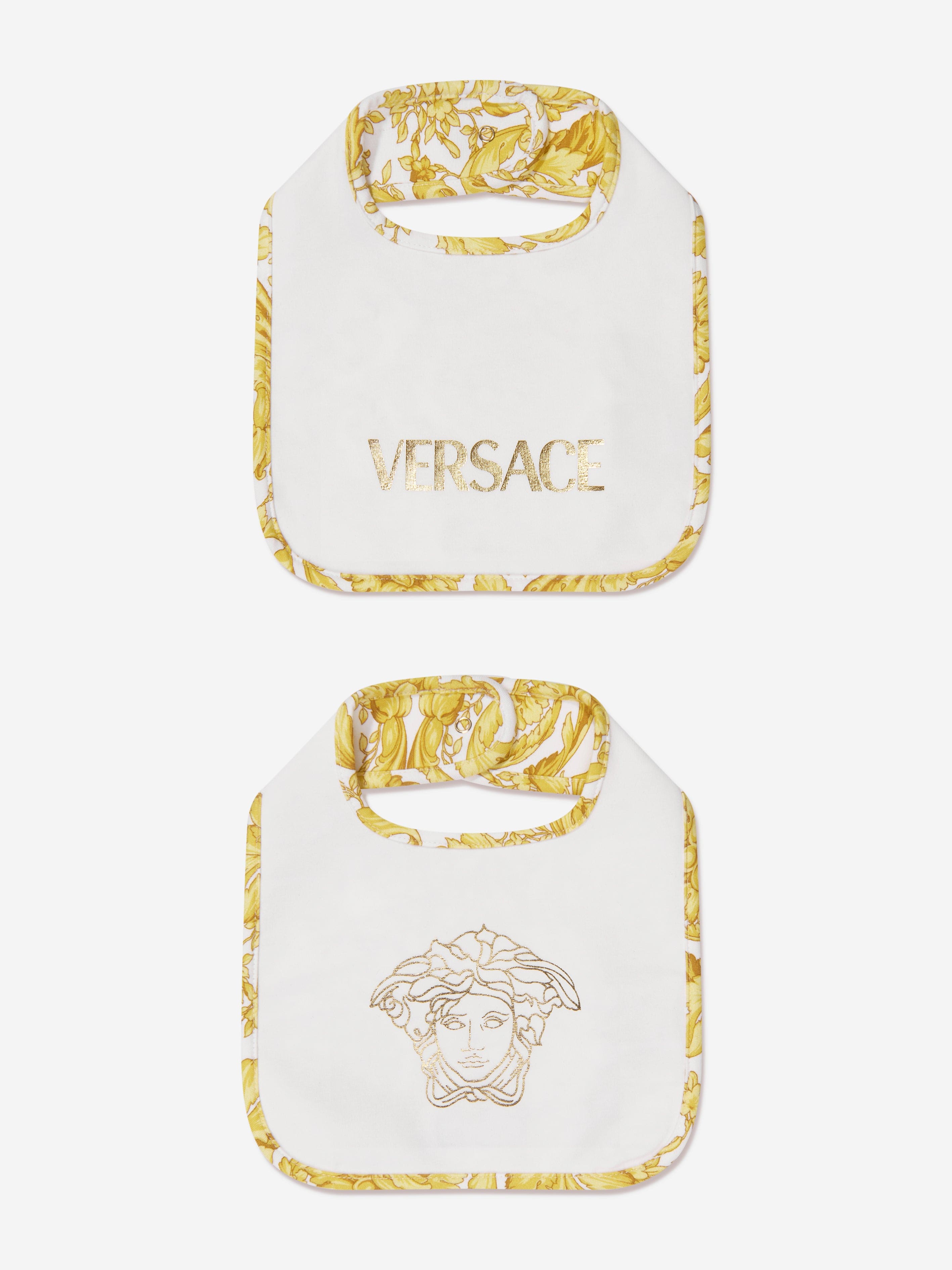 Versace Baby Barocco Bib Set in White