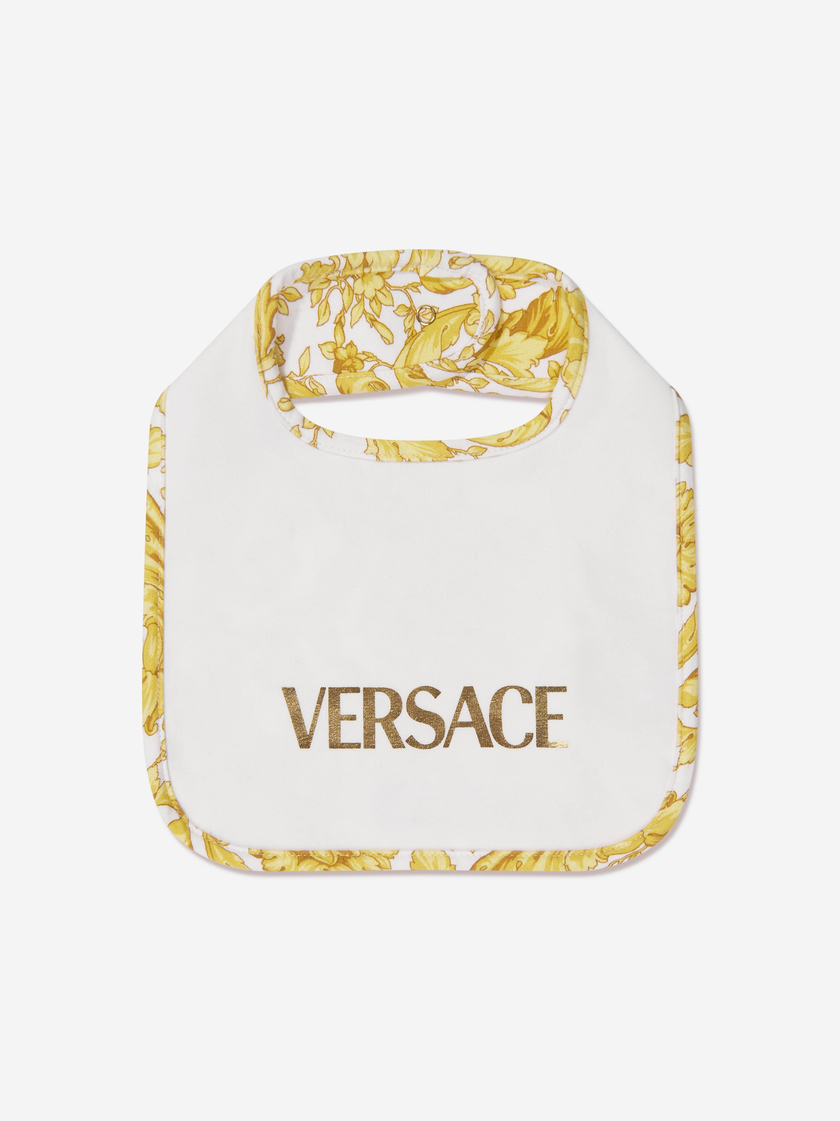 Versace Baby Barocco Bib Set in White