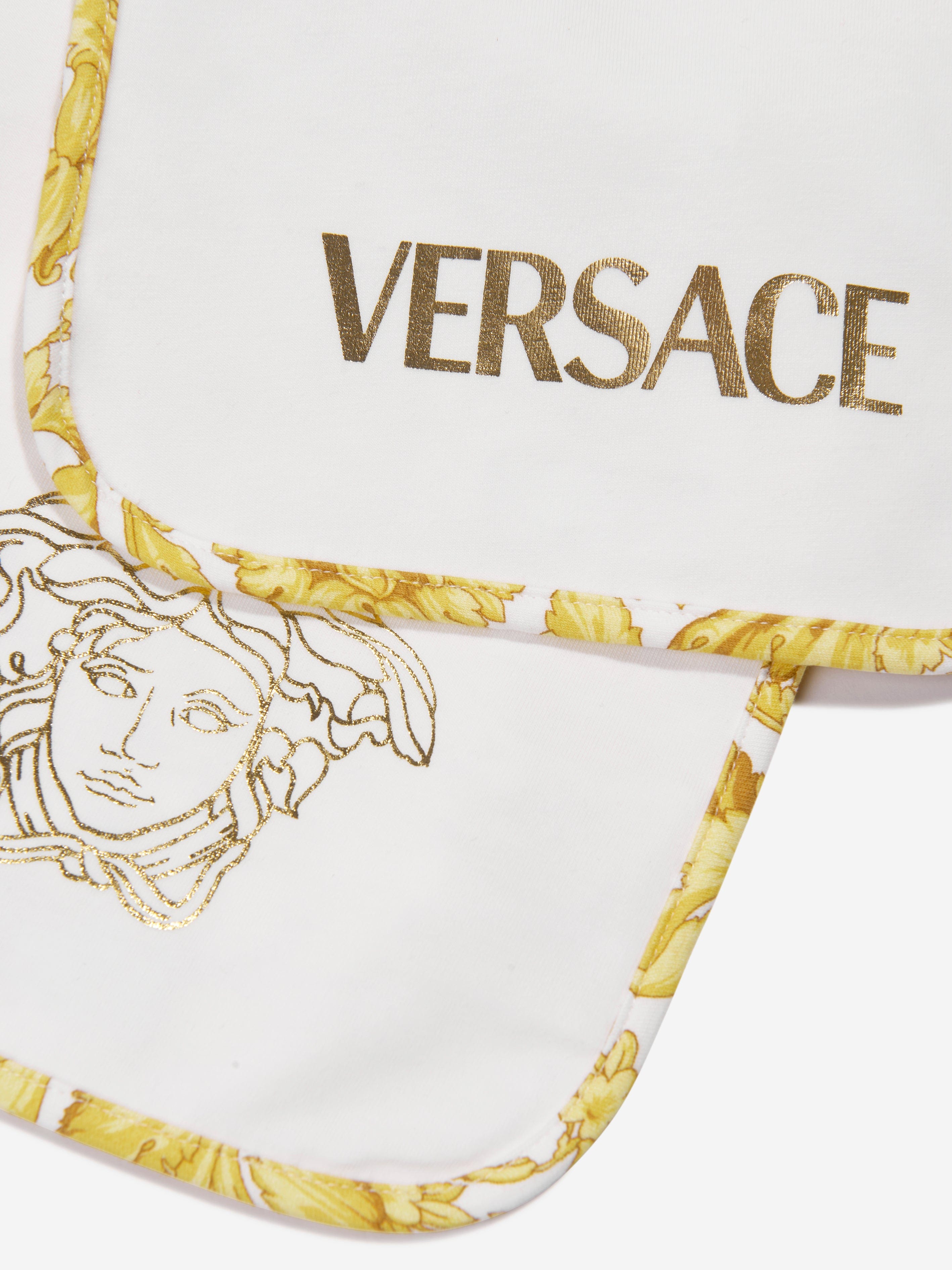 Versace Baby Barocco Bib Set in White