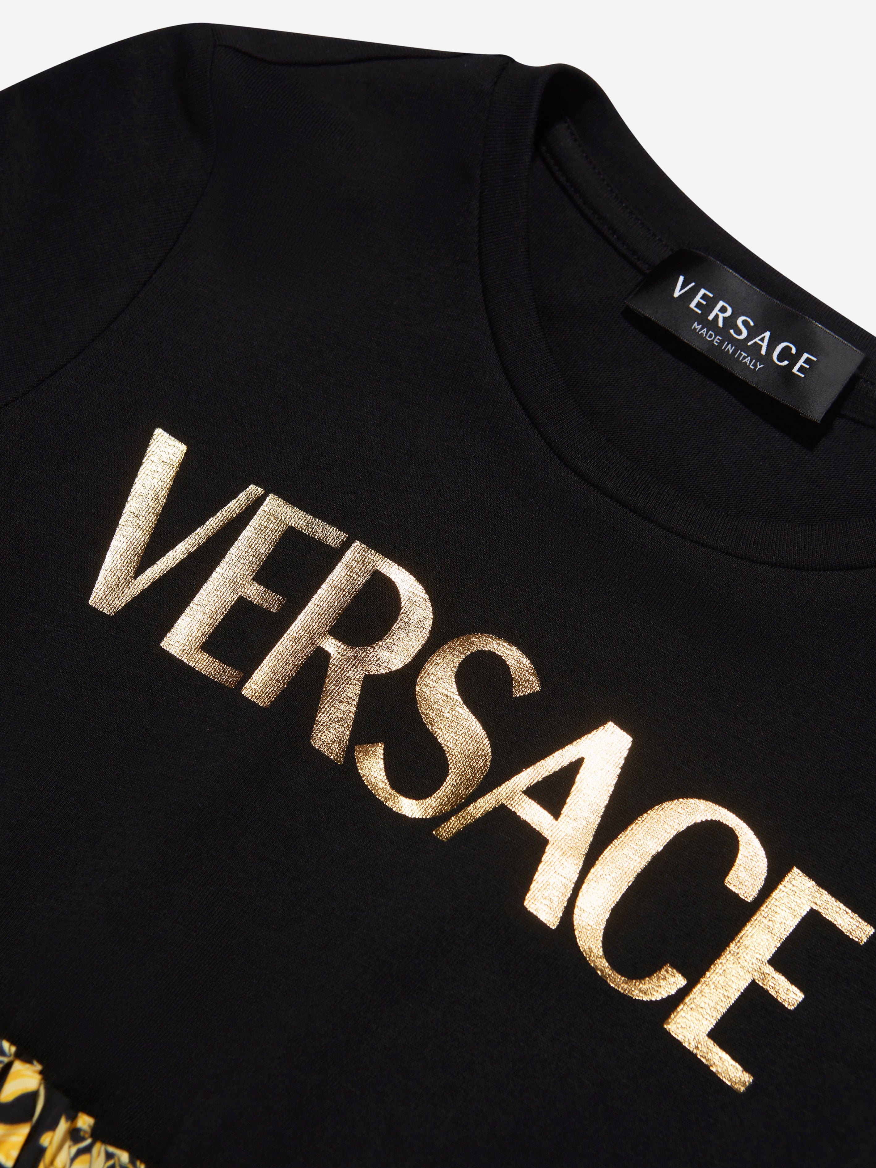 Versace Girls Barocco Logo Dress in Black