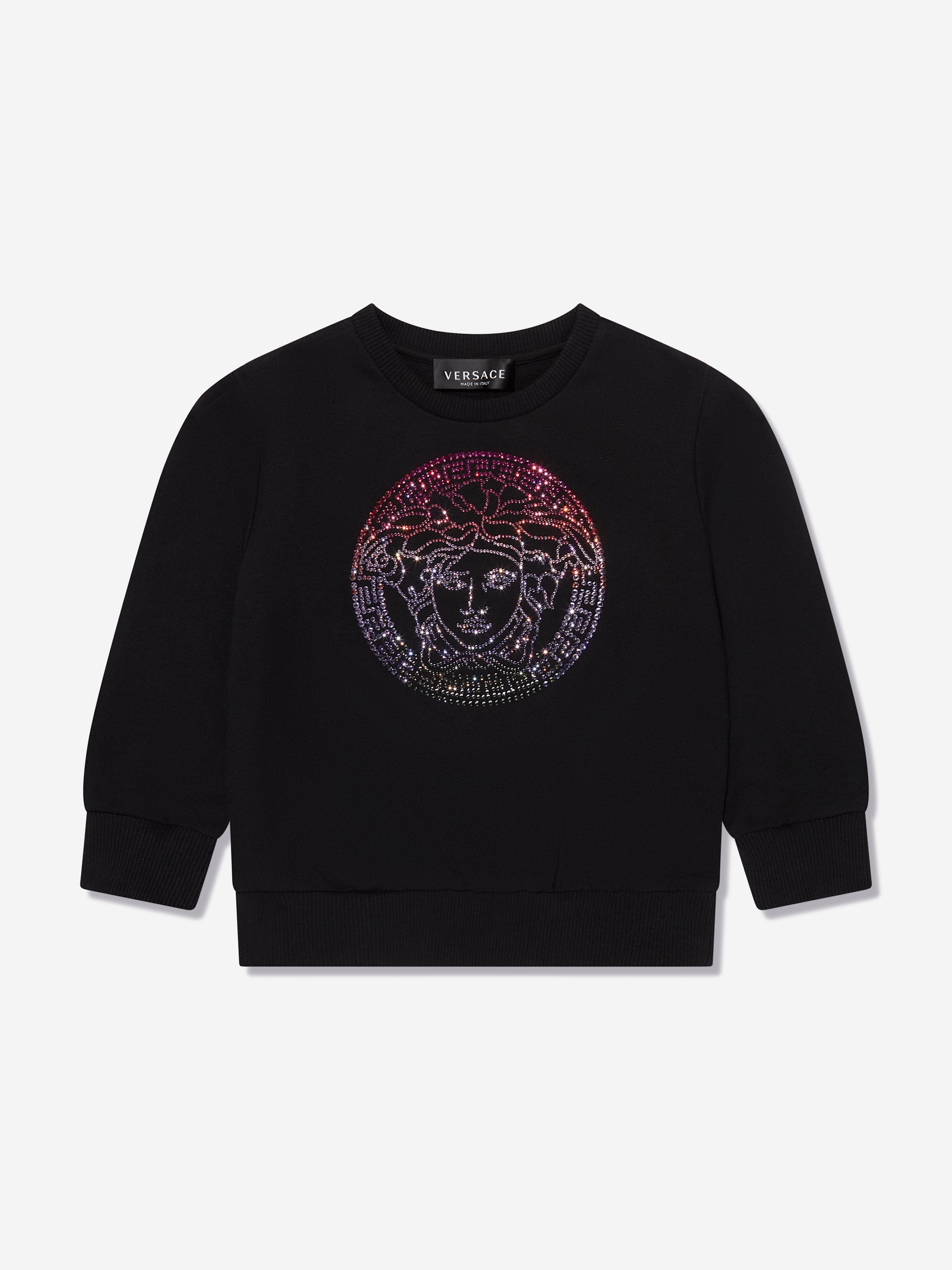 Versace Girls Diamante Logo Sweatshirt in Black