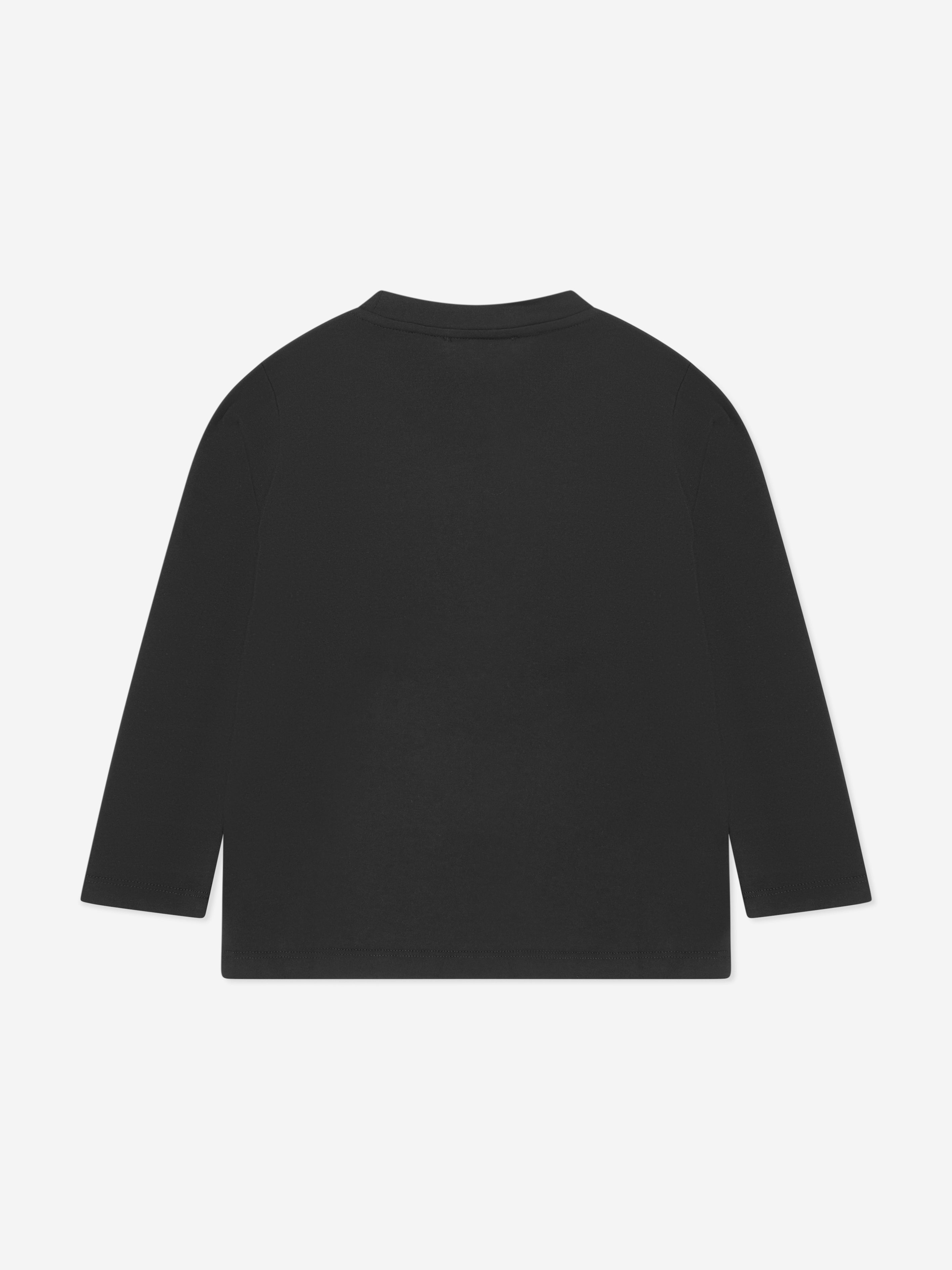 Versace Kids Long Sleeve Logo T-Shirt in Black