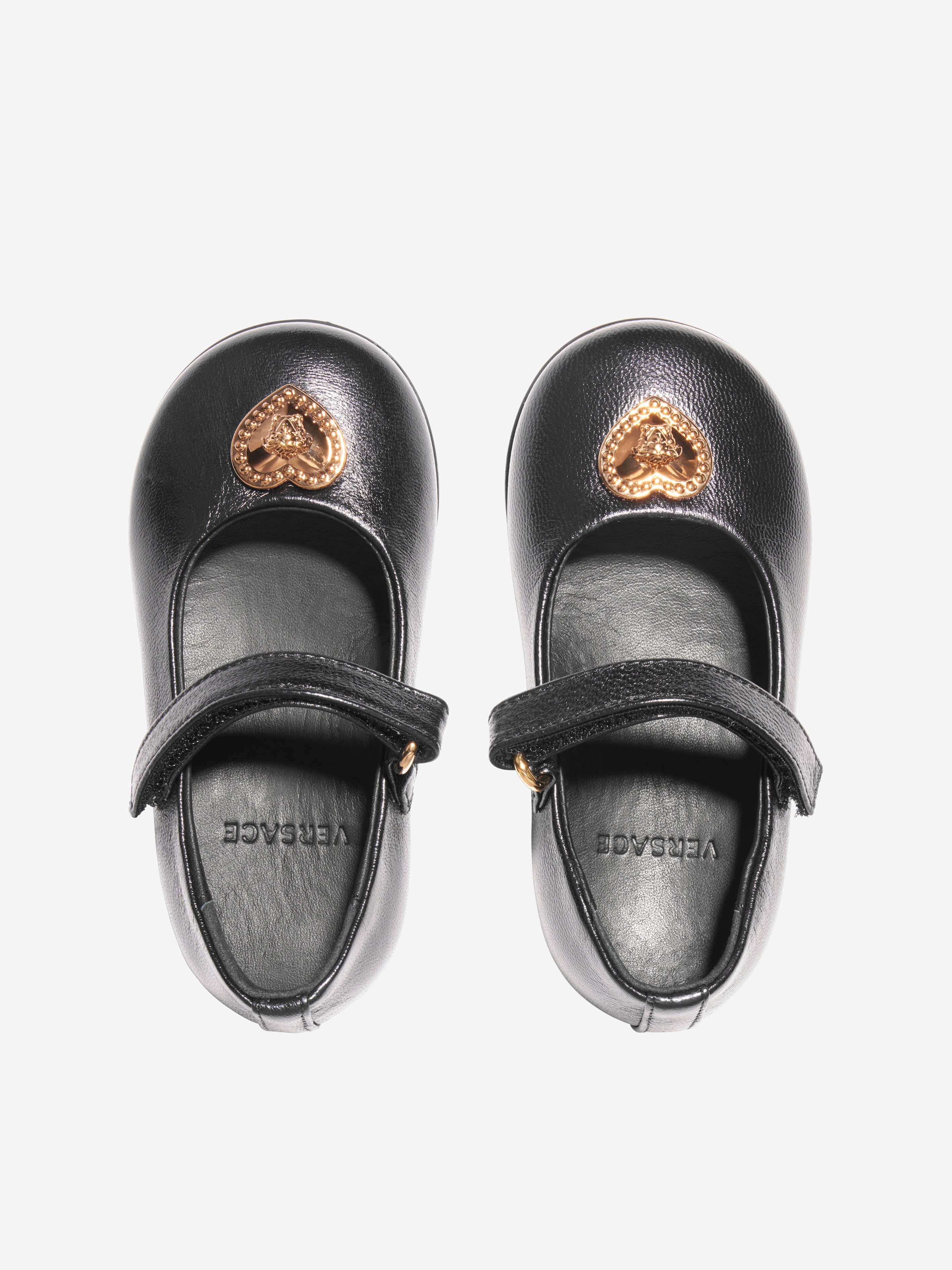 Versace Girls Heart Logo Shoes in Black