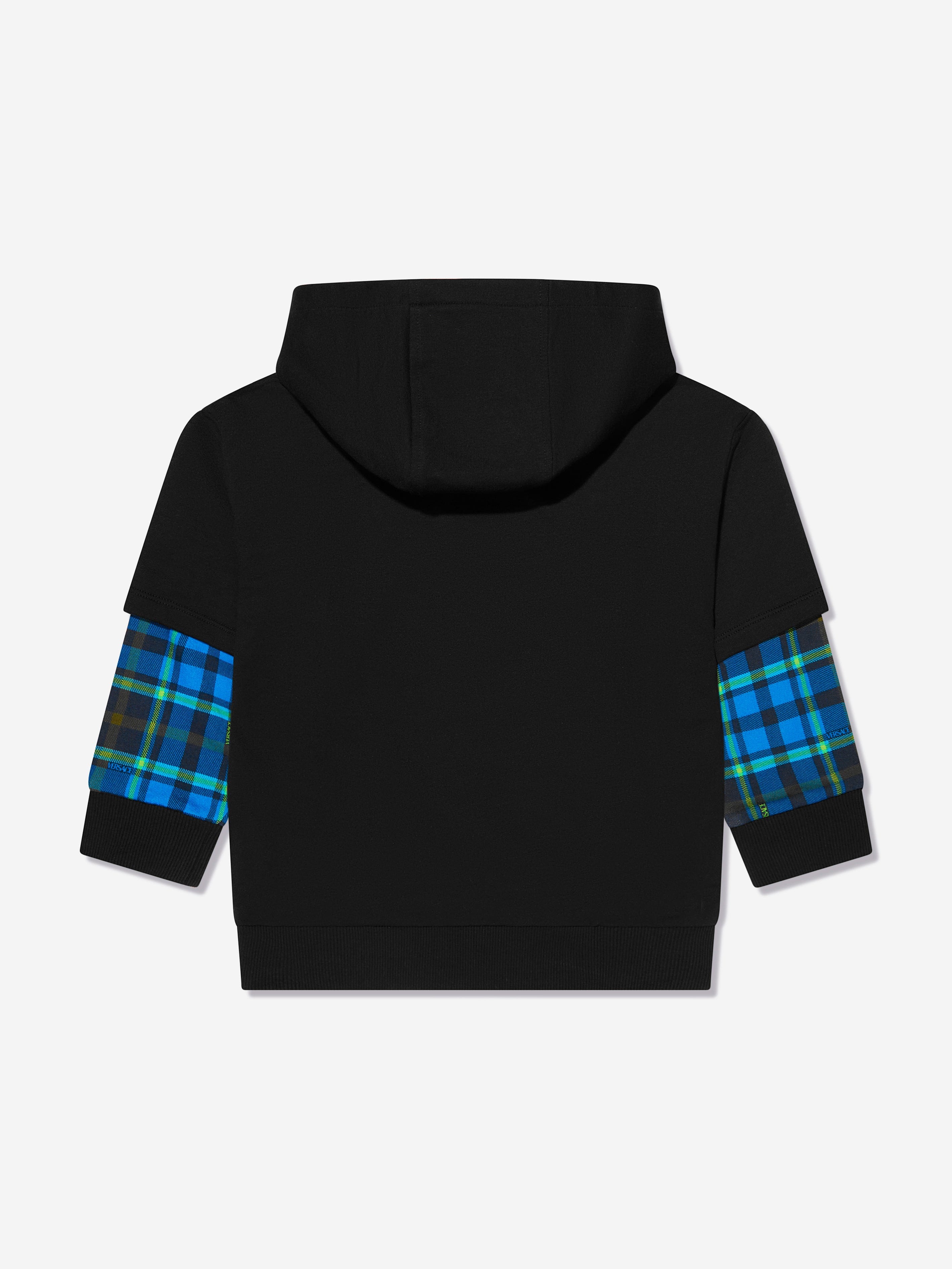 Versace Boys Tartan Sleeve Sweatshirt in Black