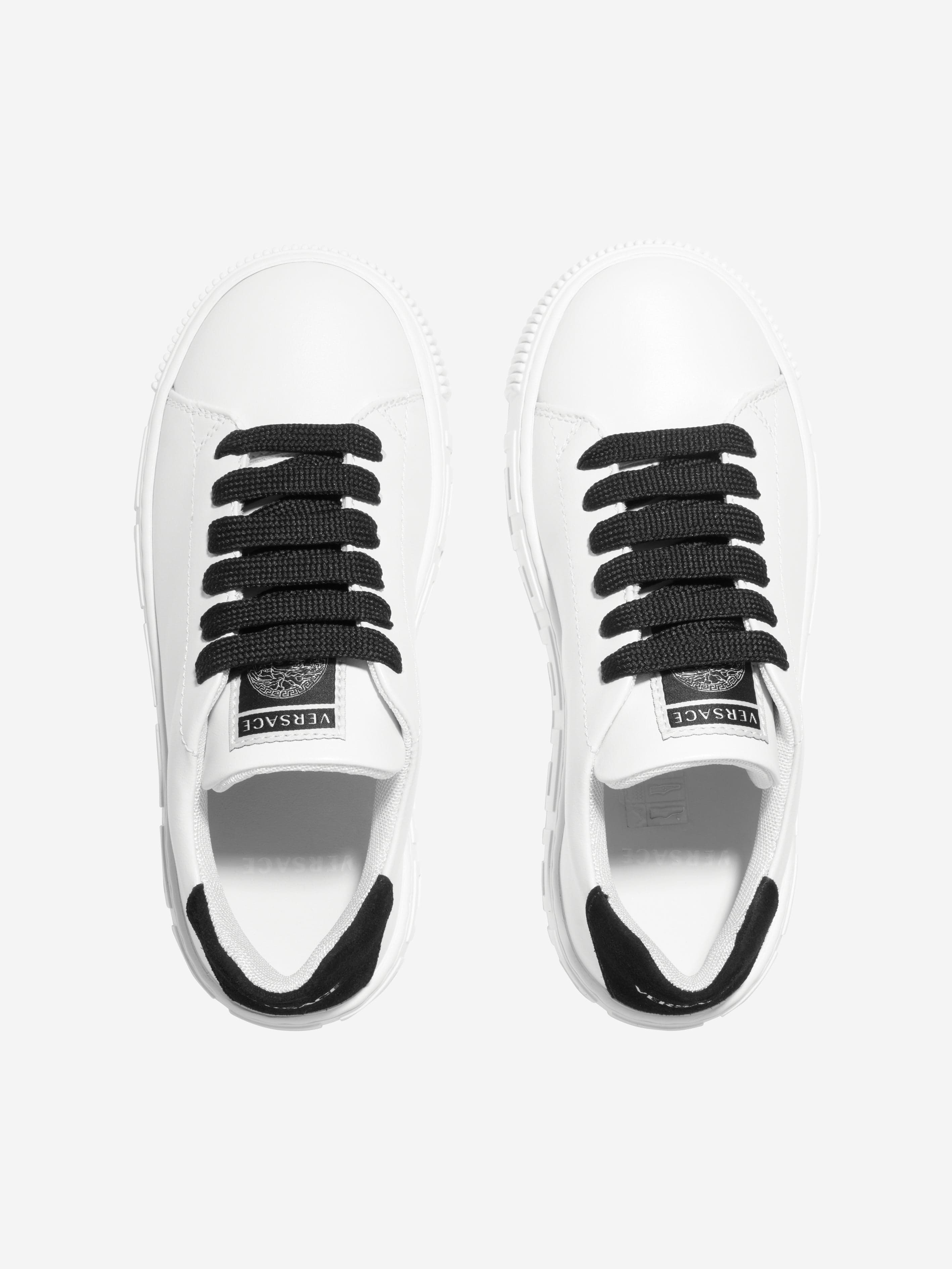 Versace Kids Leather Logo Trainers in White