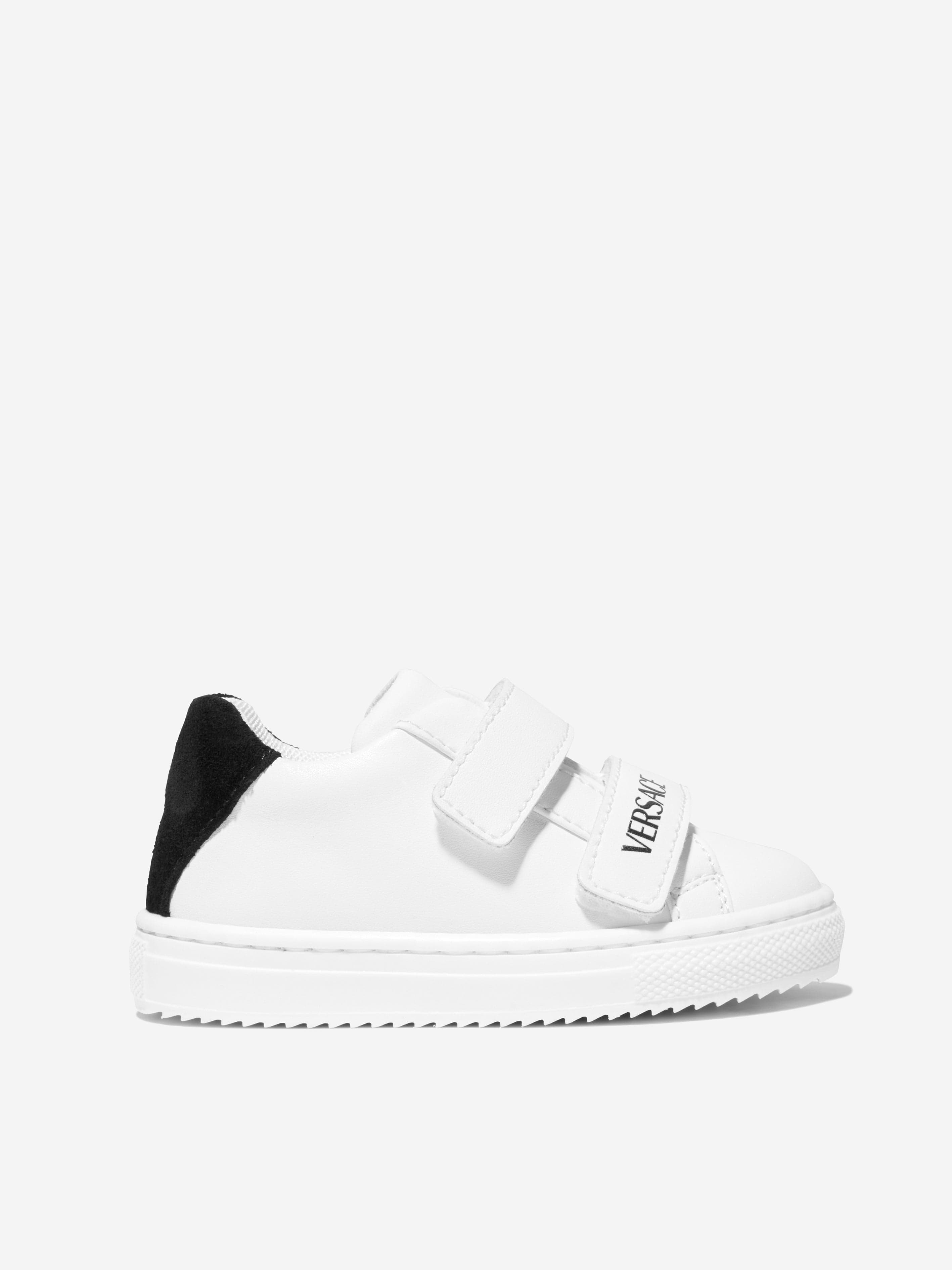 Versace Kids Leather Velcro Trainers in White