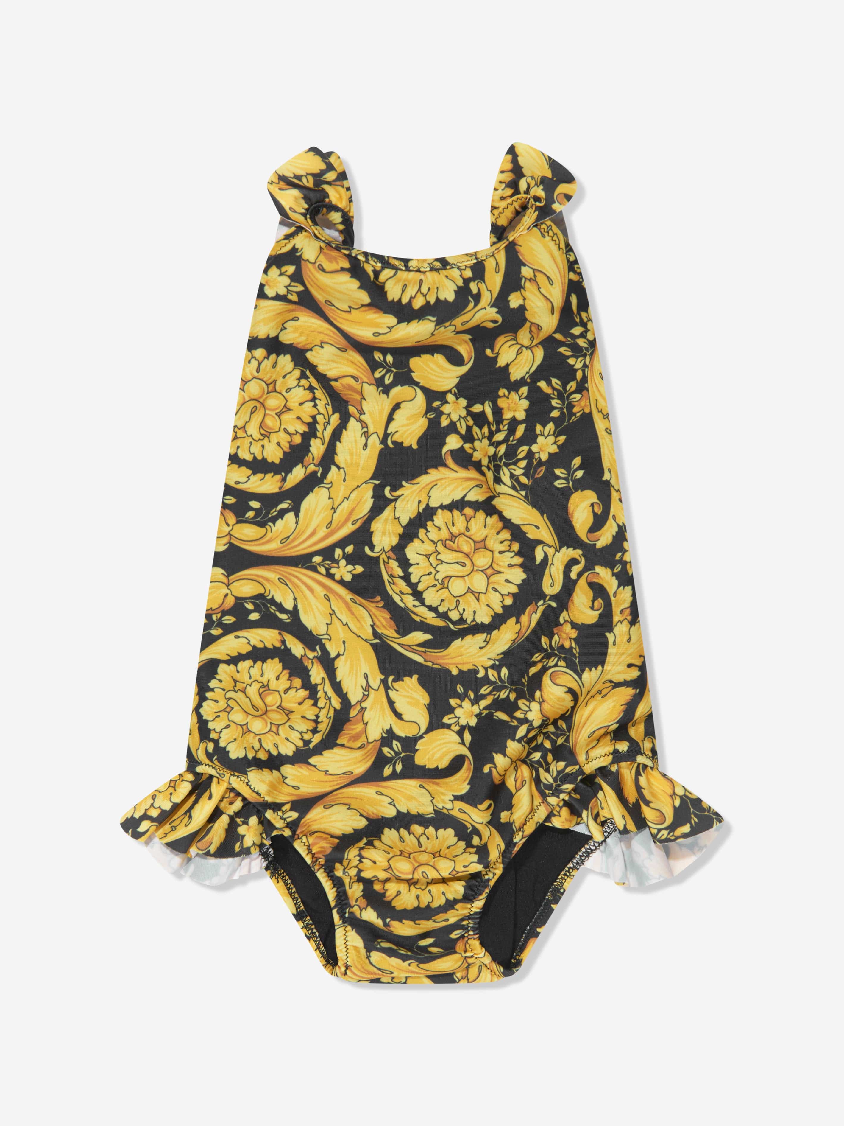 Versace Baby Girls Baroque Swimsuit in Black