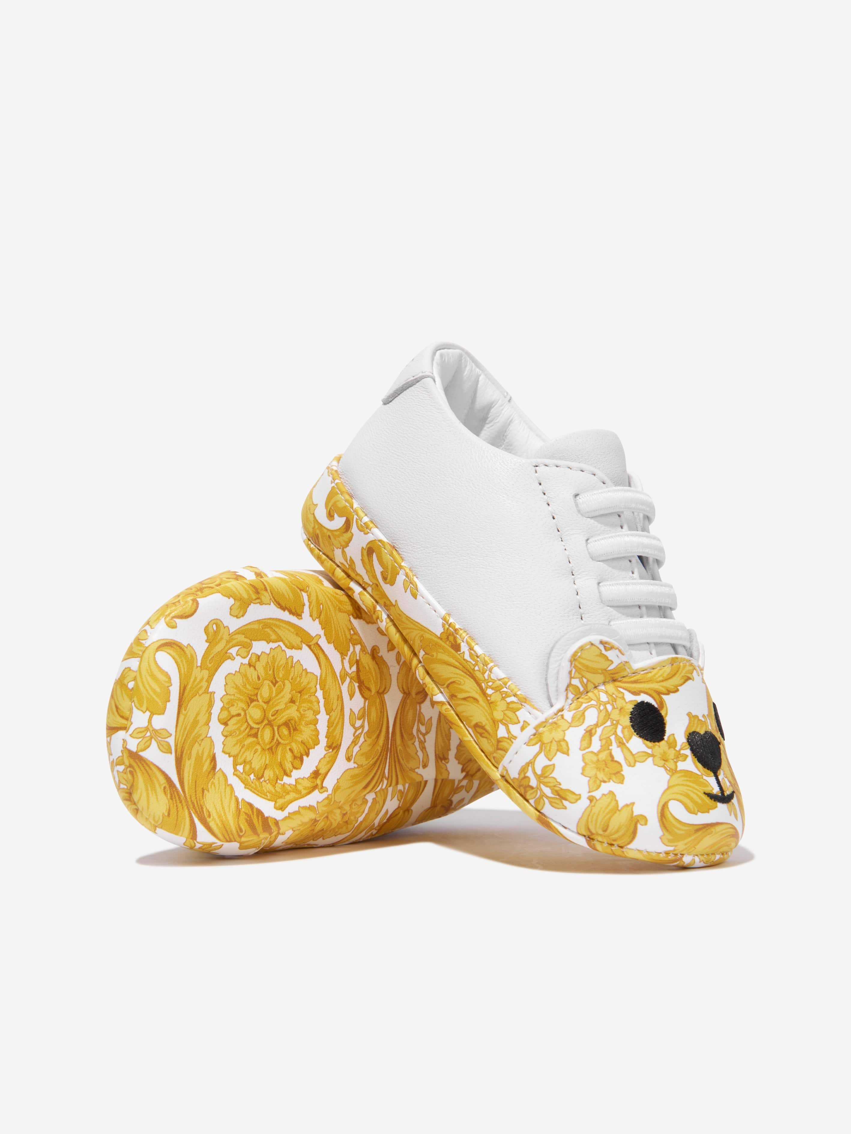 Versace Baby Barocco Teddy Bear Trainers in White