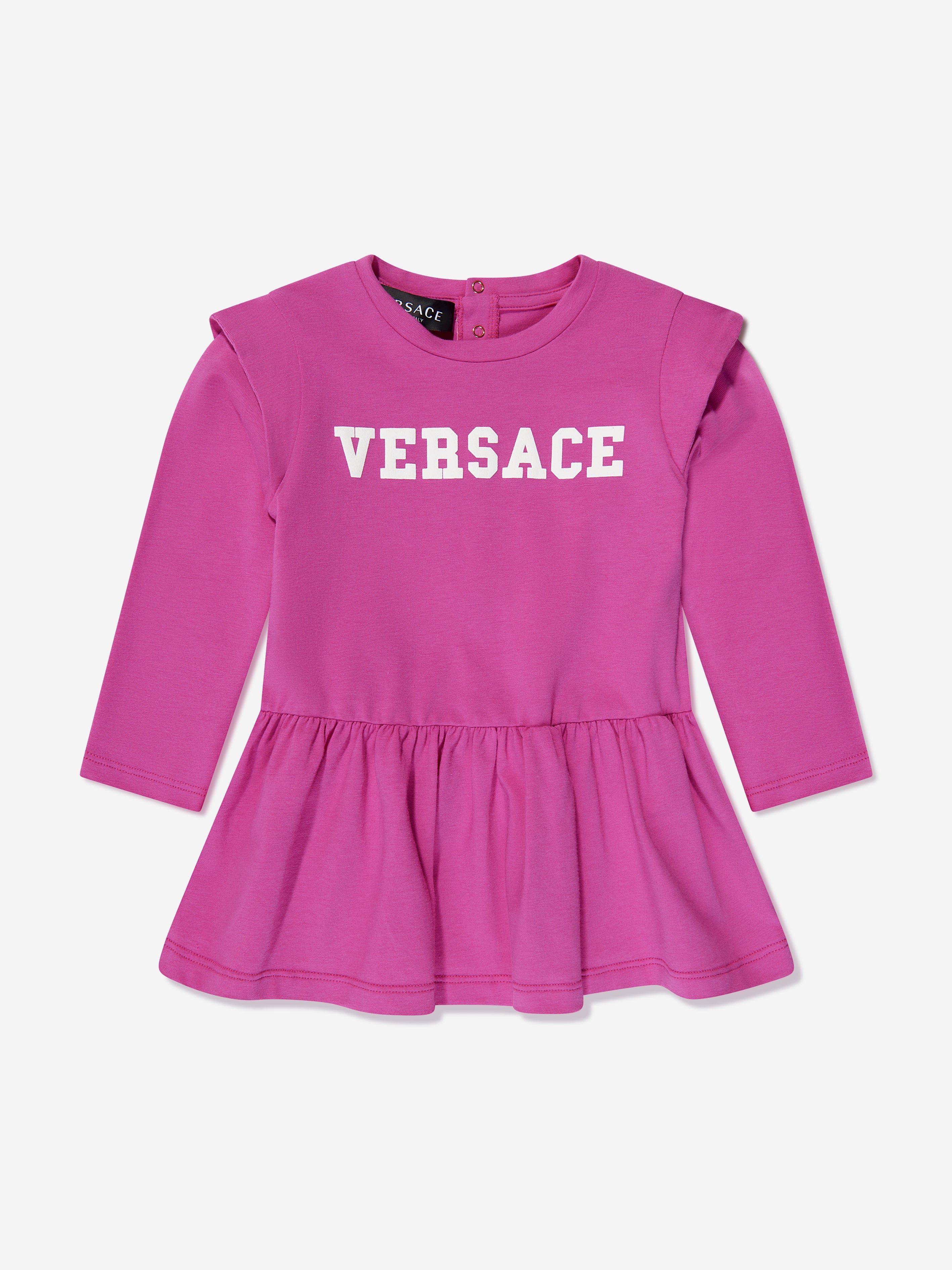 Versace Baby Girls Logo Sweater Dress in Pink